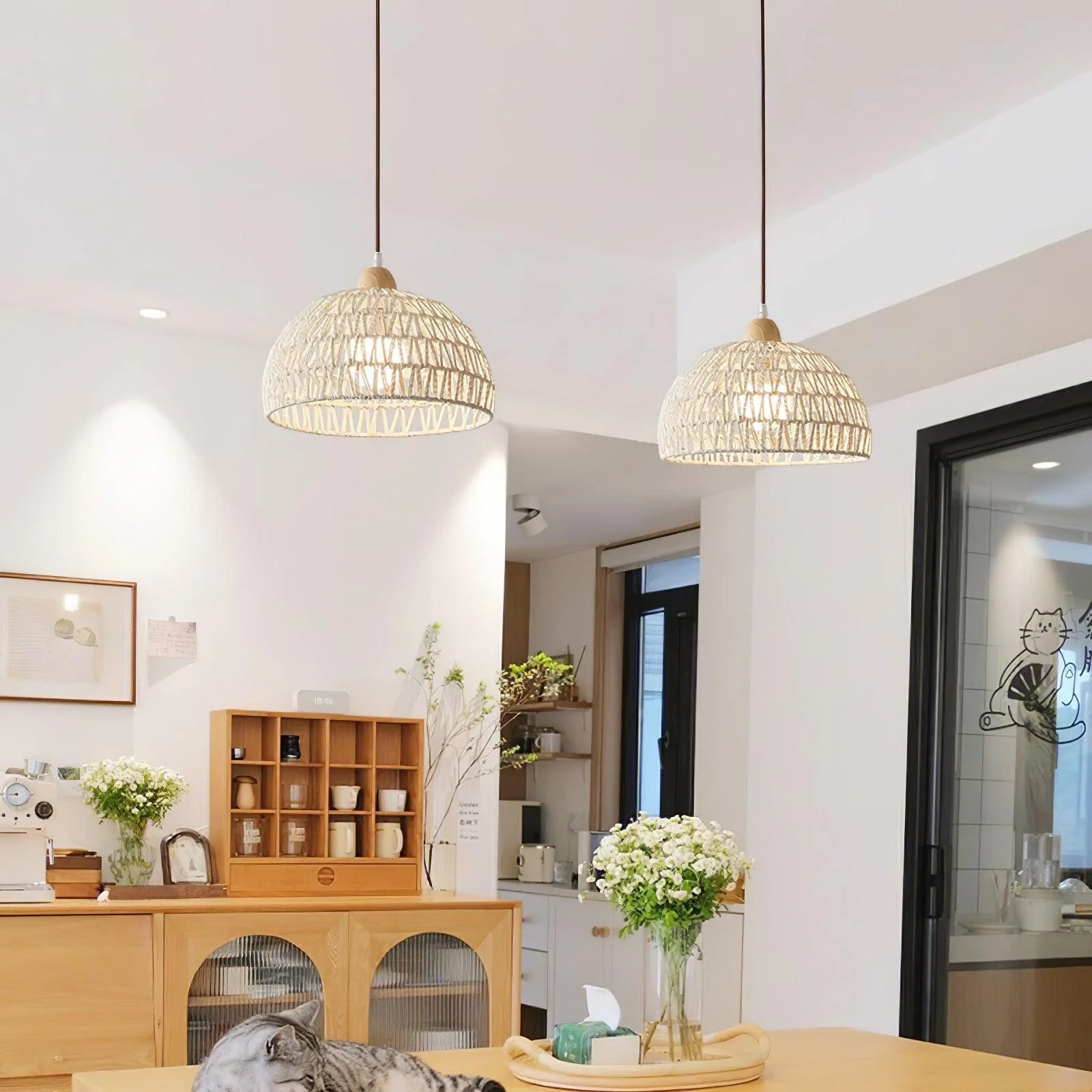 Calyran Rattan Wood Pendant Lamp - Image 12