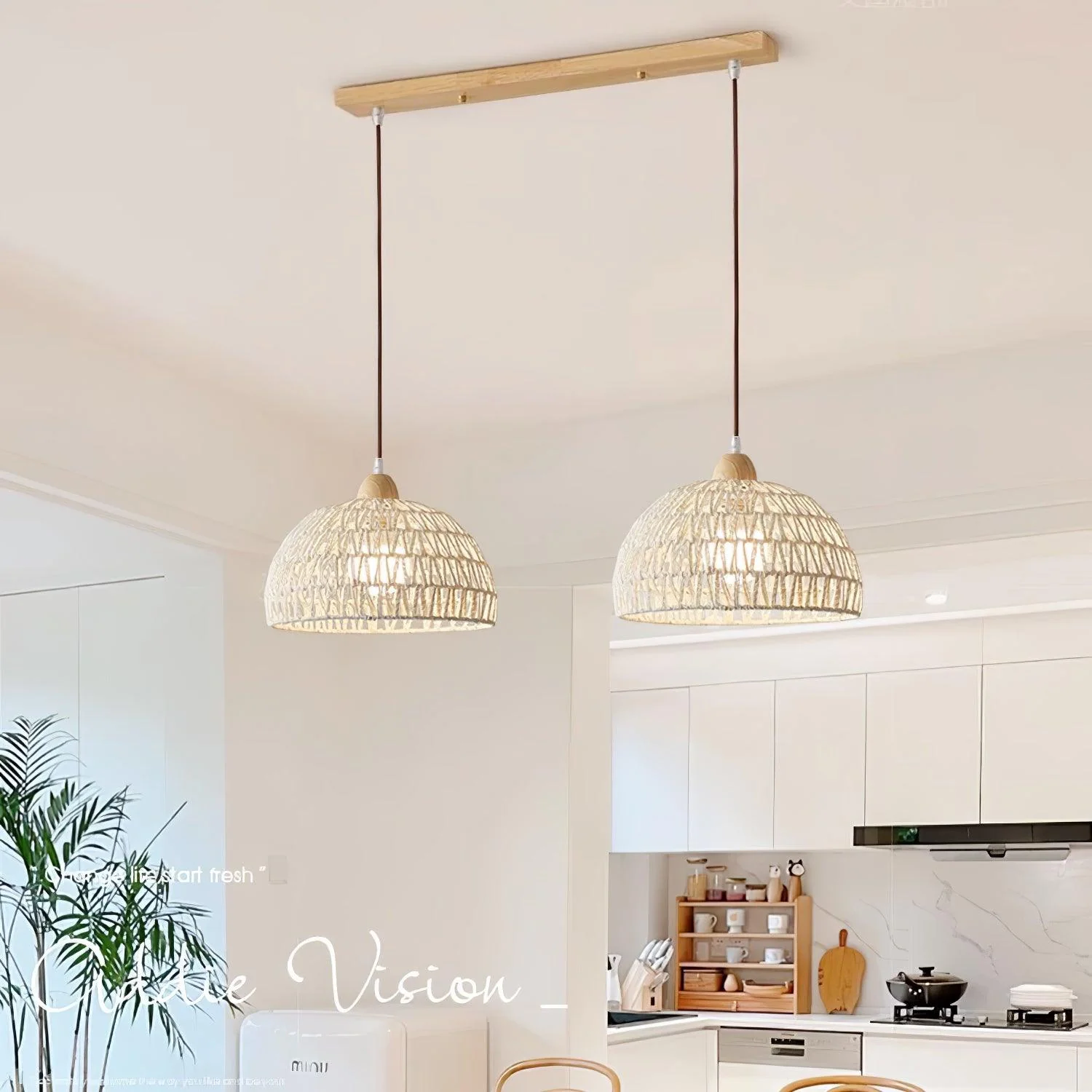 Calyran Rattan Wood Pendant Lamp - Image 14