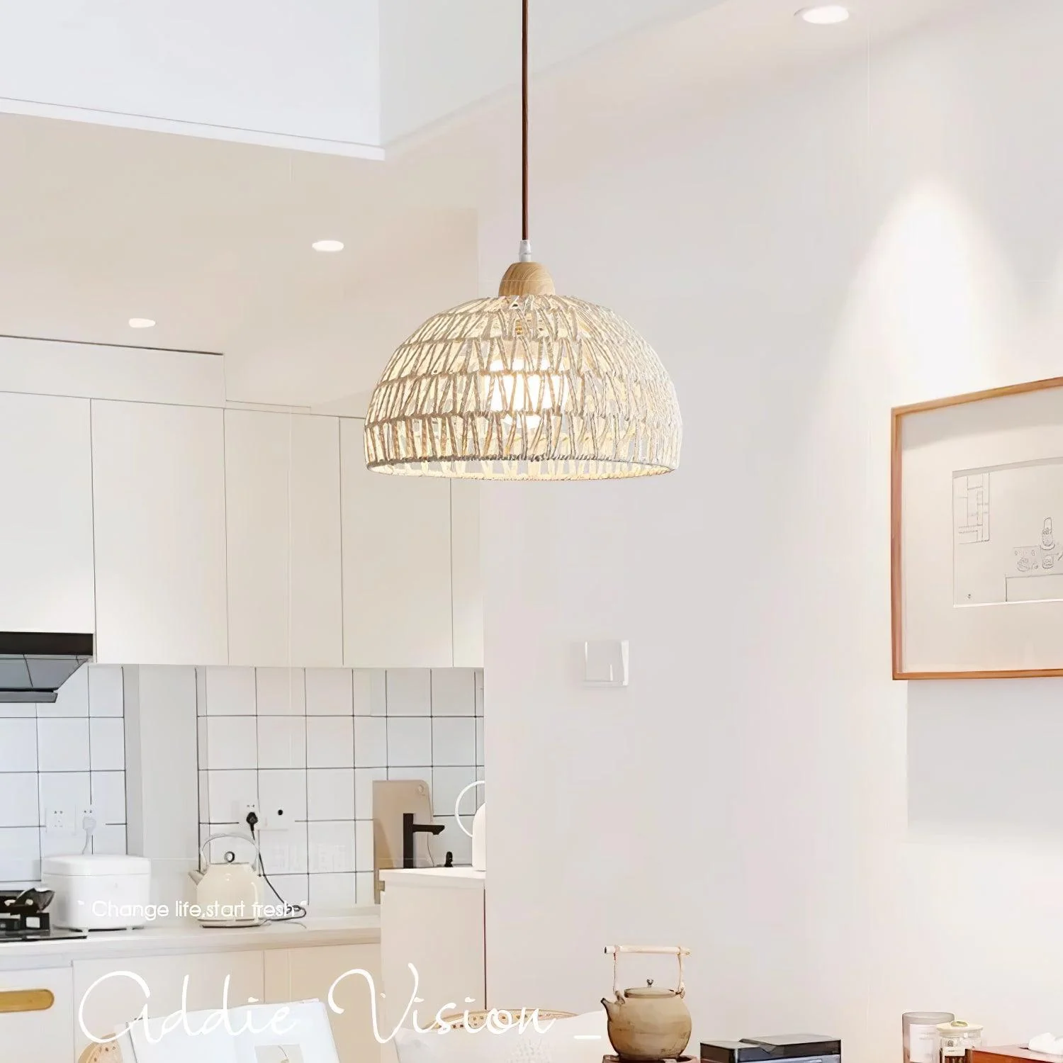 Calyran Rattan Wood Pendant Lamp - Image 15