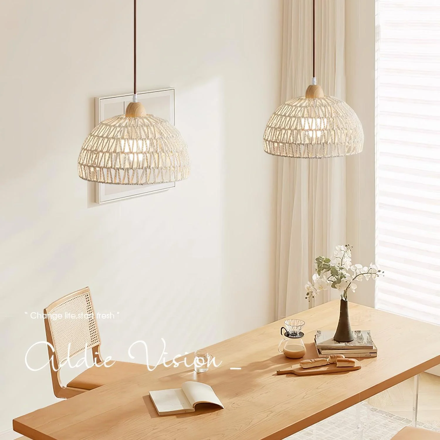 Calyran Rattan Wood Pendant Lamp - Image 19