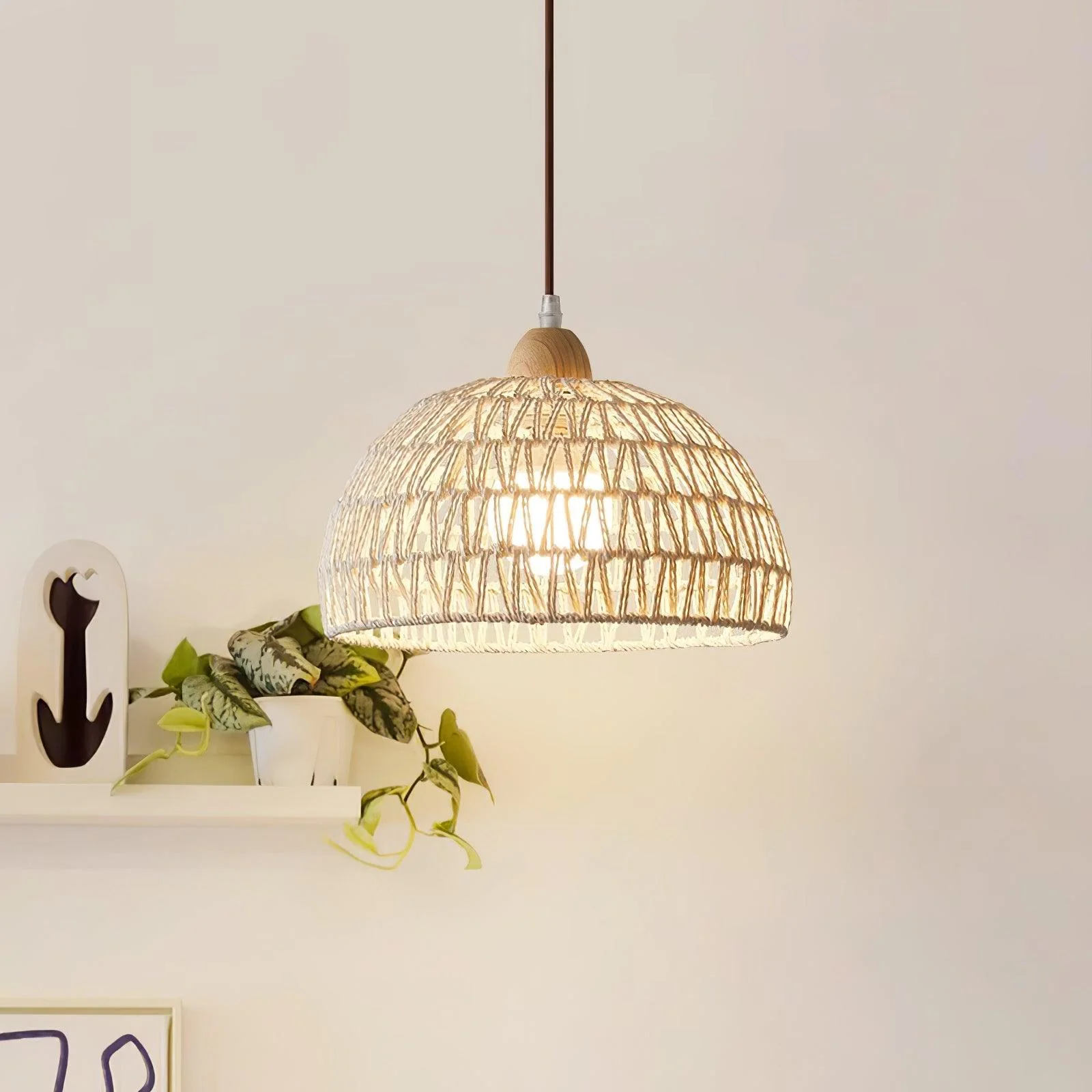 Calyran Rattan Wood Pendant Lamp - Image 4