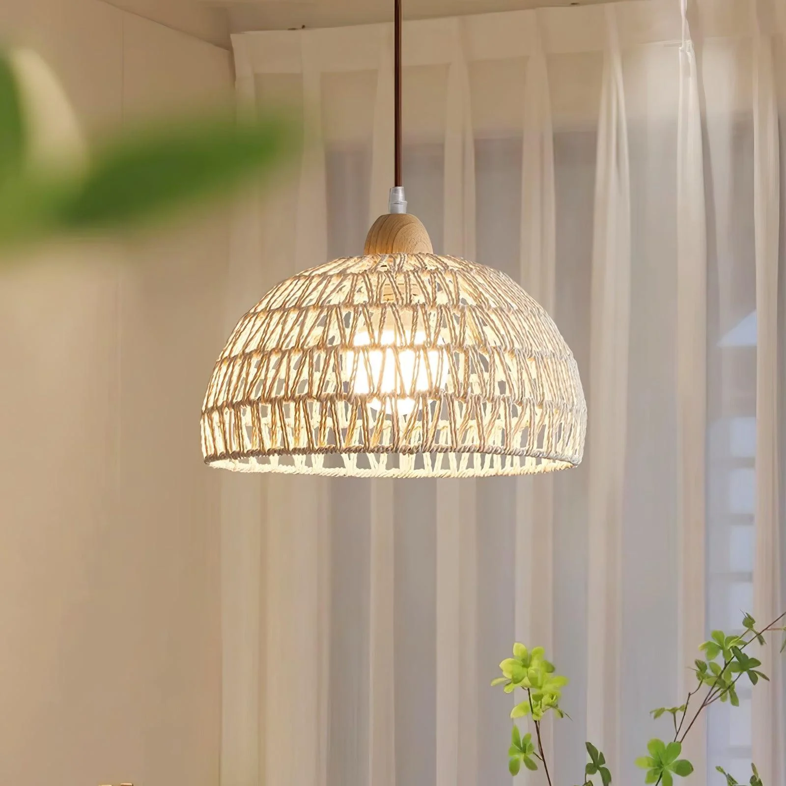 Calyran Rattan Wood Pendant Lamp - Image 9