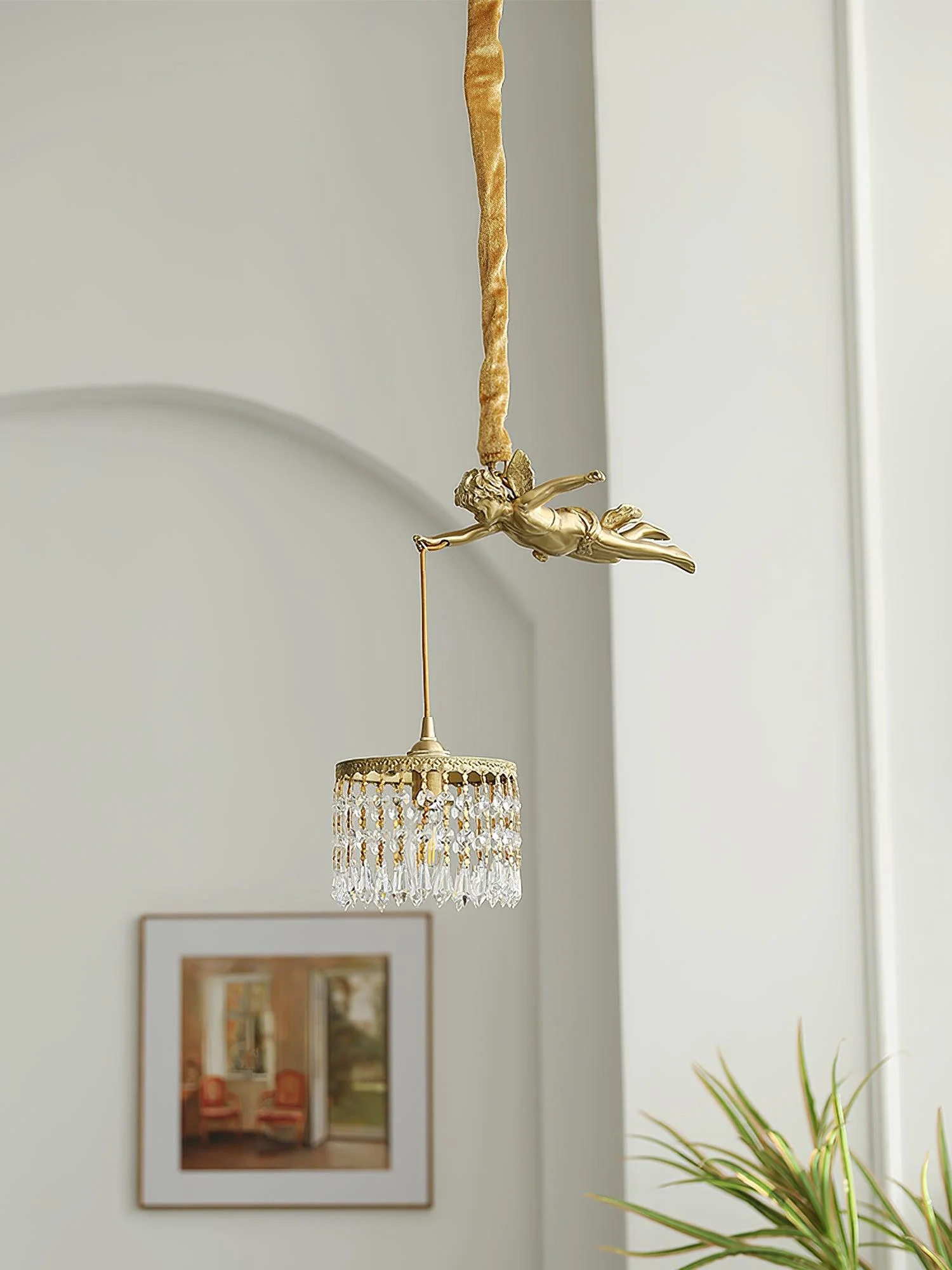 Calytra Brass & Crystal Artistic Pendant Light - Image 13