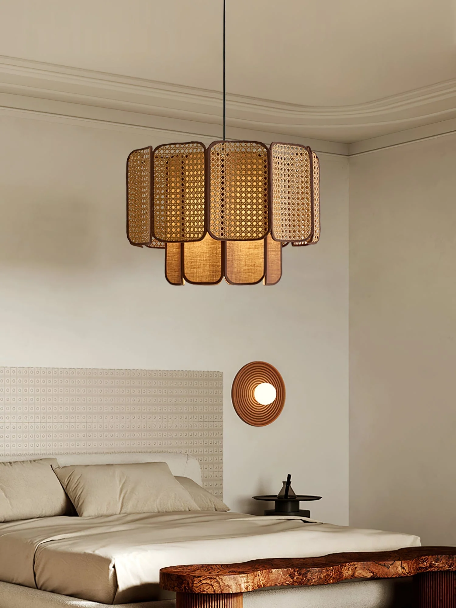 Cane Vintage Fabric Pendant Lamp - Image 12