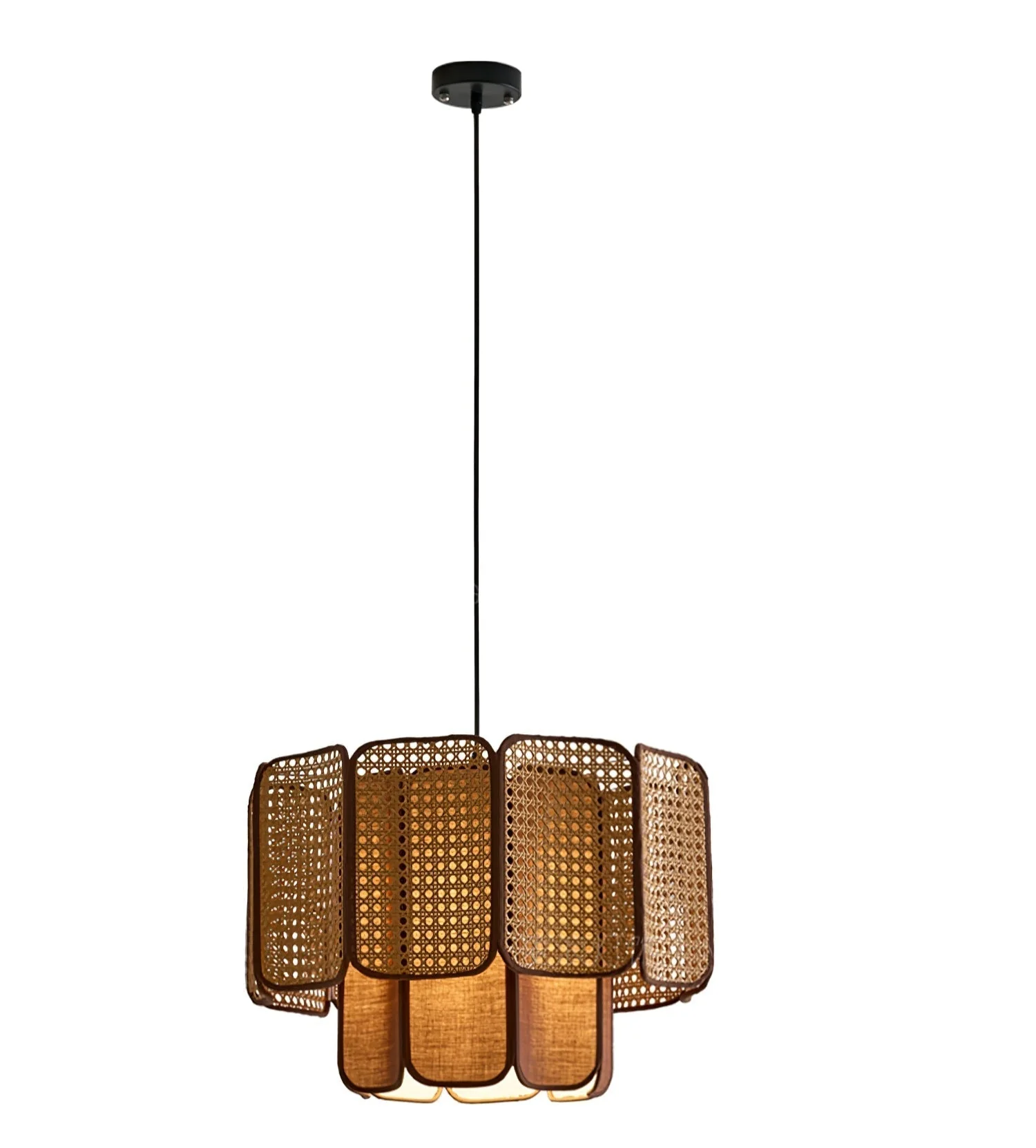 Cane Vintage Fabric Pendant Lamp - Image 14