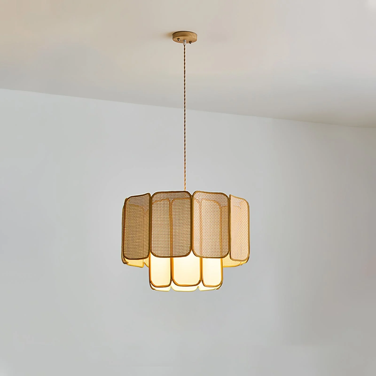 Cane Vintage Fabric Pendant Lamp - Image 18