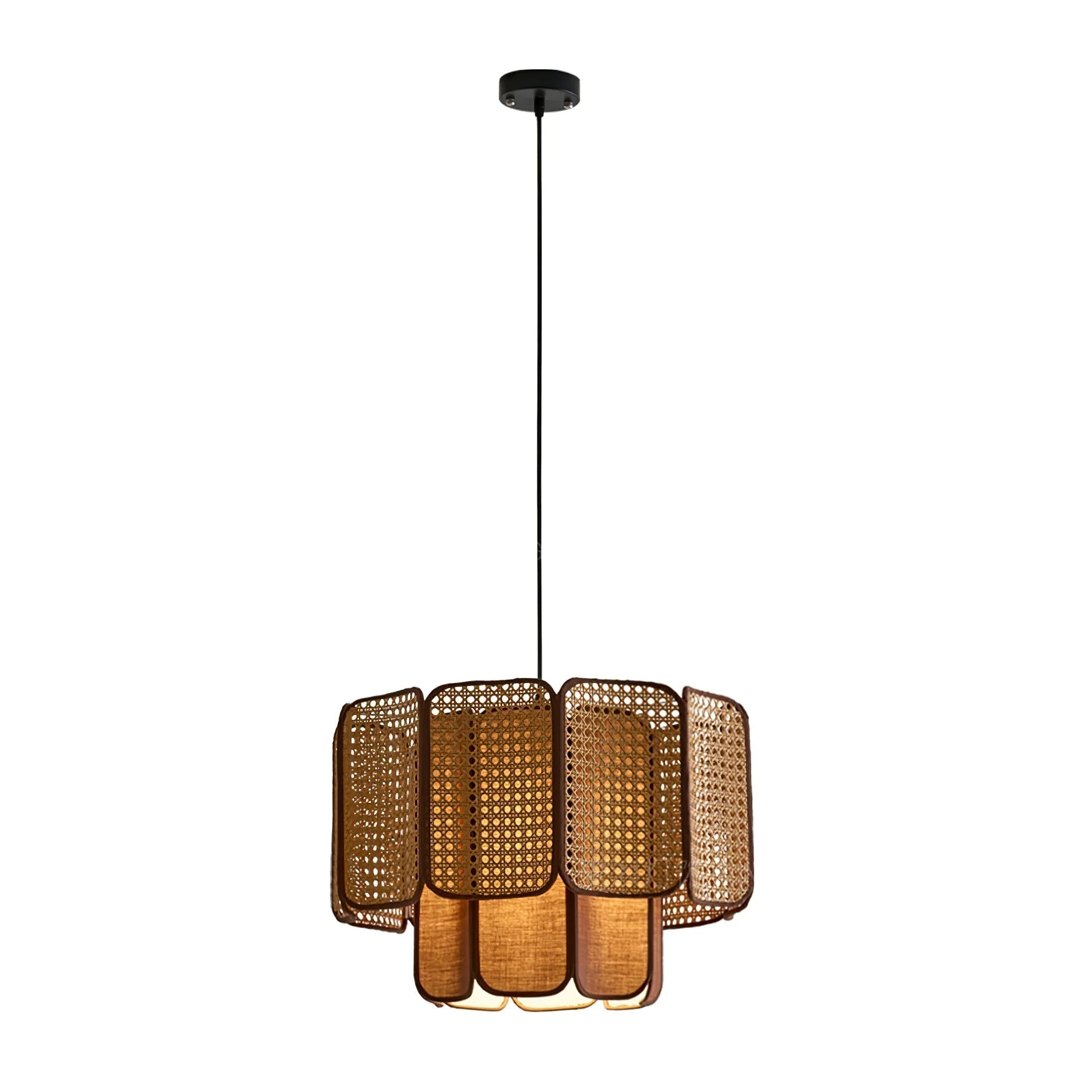 Cane Vintage Fabric Pendant Lamp - Image 19