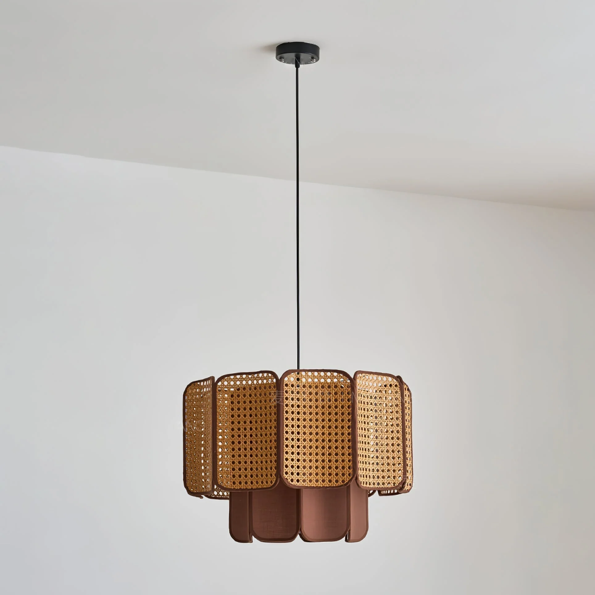 Cane Vintage Fabric Pendant Lamp - Image 20