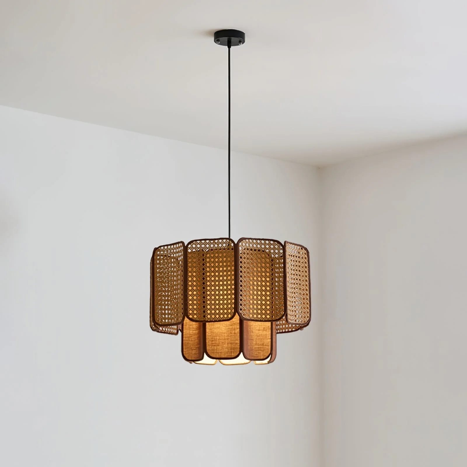 Cane Vintage Fabric Pendant Lamp - Image 21