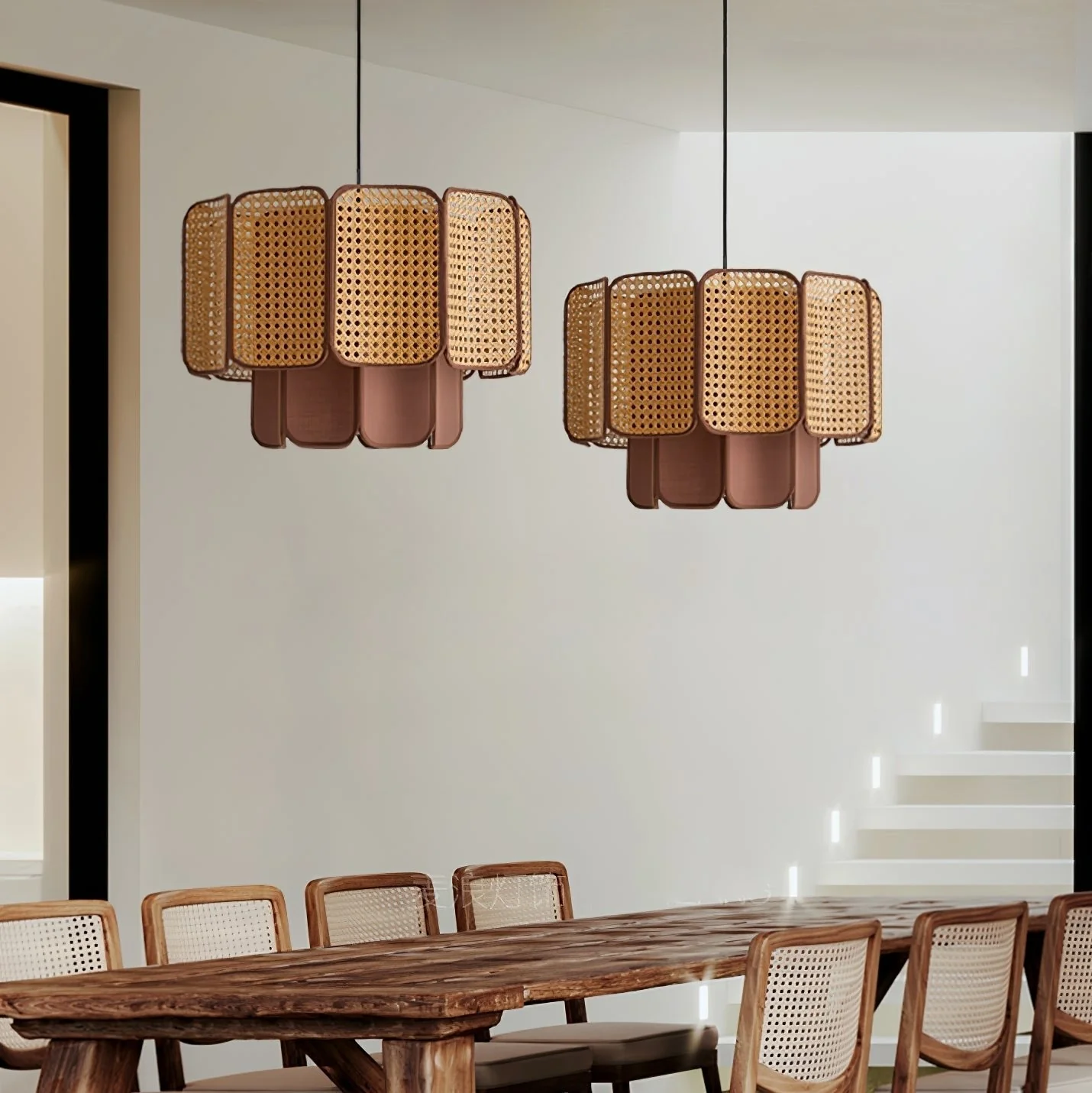 Cane Vintage Fabric Pendant Lamp - Image 8
