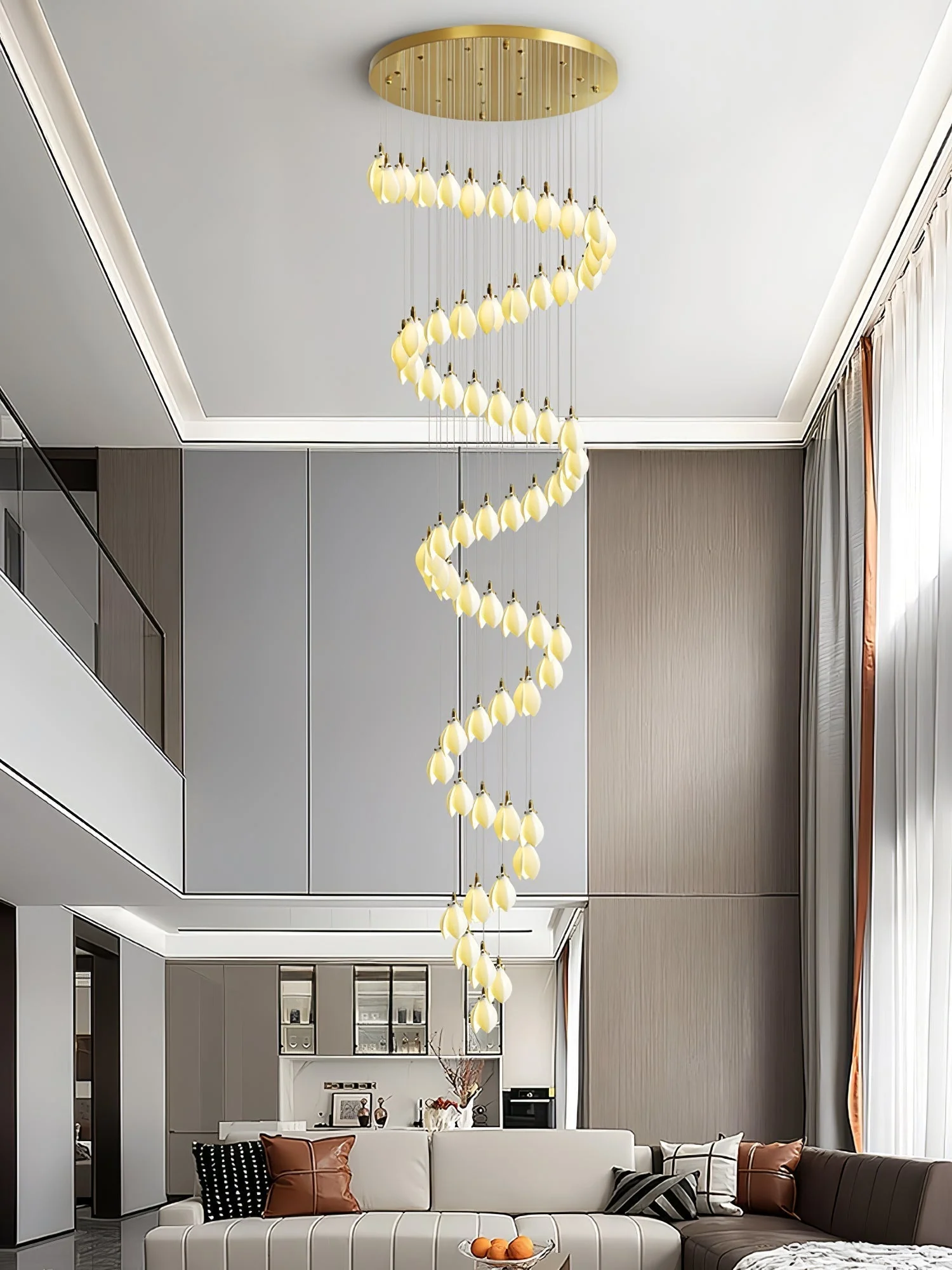 Caphayra Floral Ceramic Brass Chandelier - Image 12