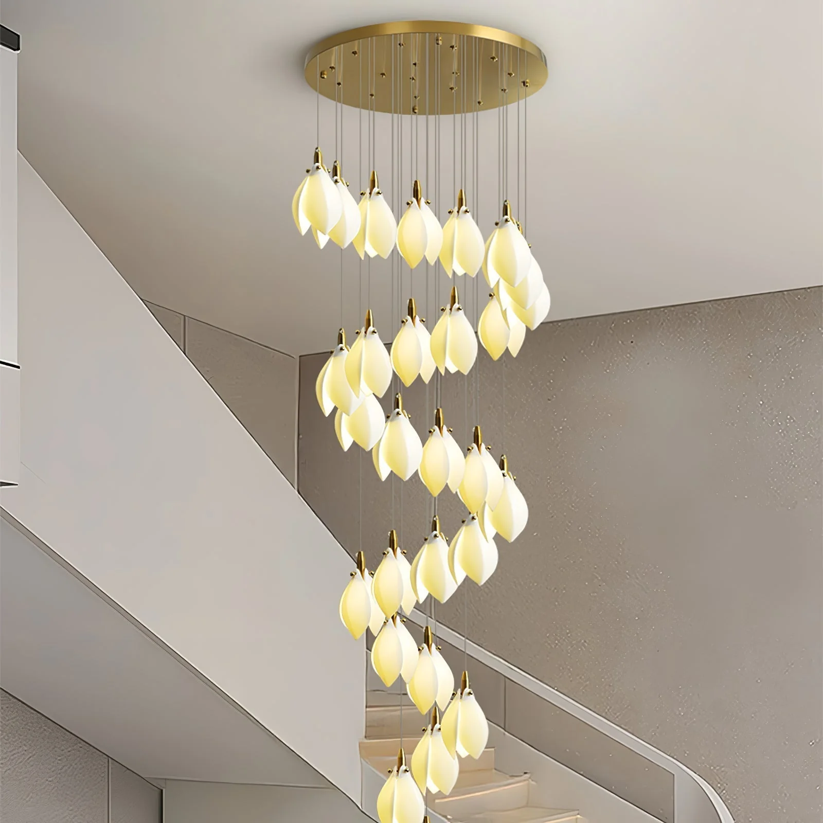 Caphayra Floral Ceramic Brass Chandelier - Image 16