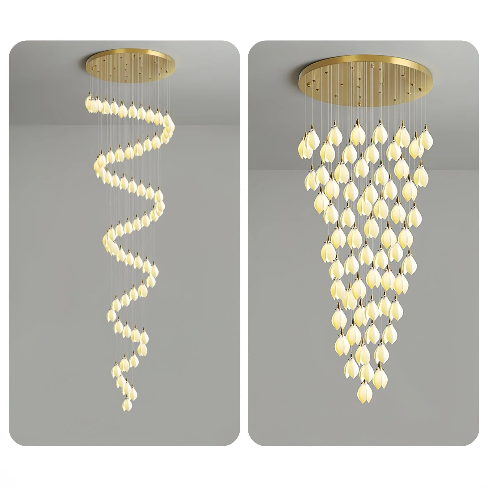 Caphayra Floral Ceramic Brass Chandelier - Image 17
