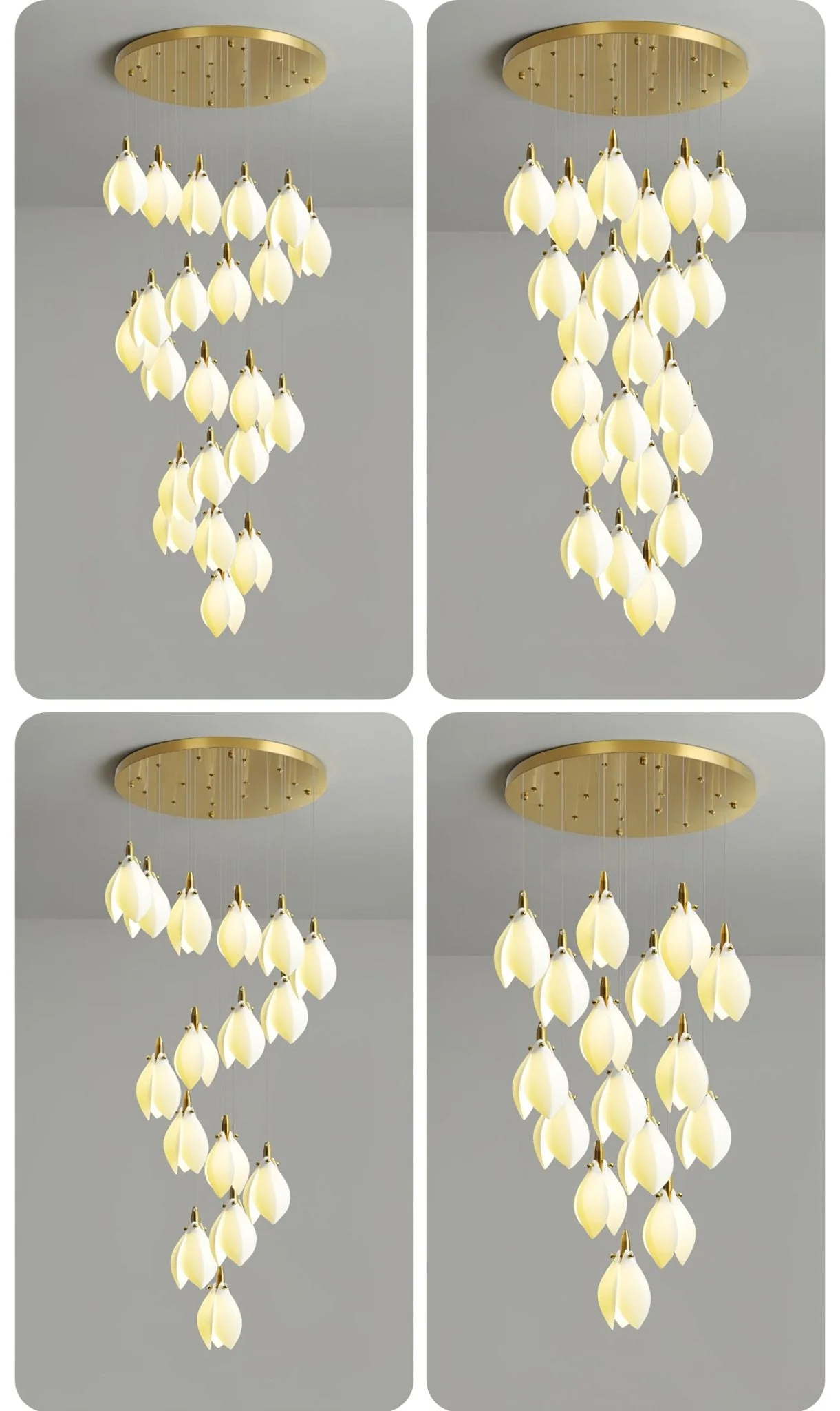 Caphayra Floral Ceramic Brass Chandelier - Image 19