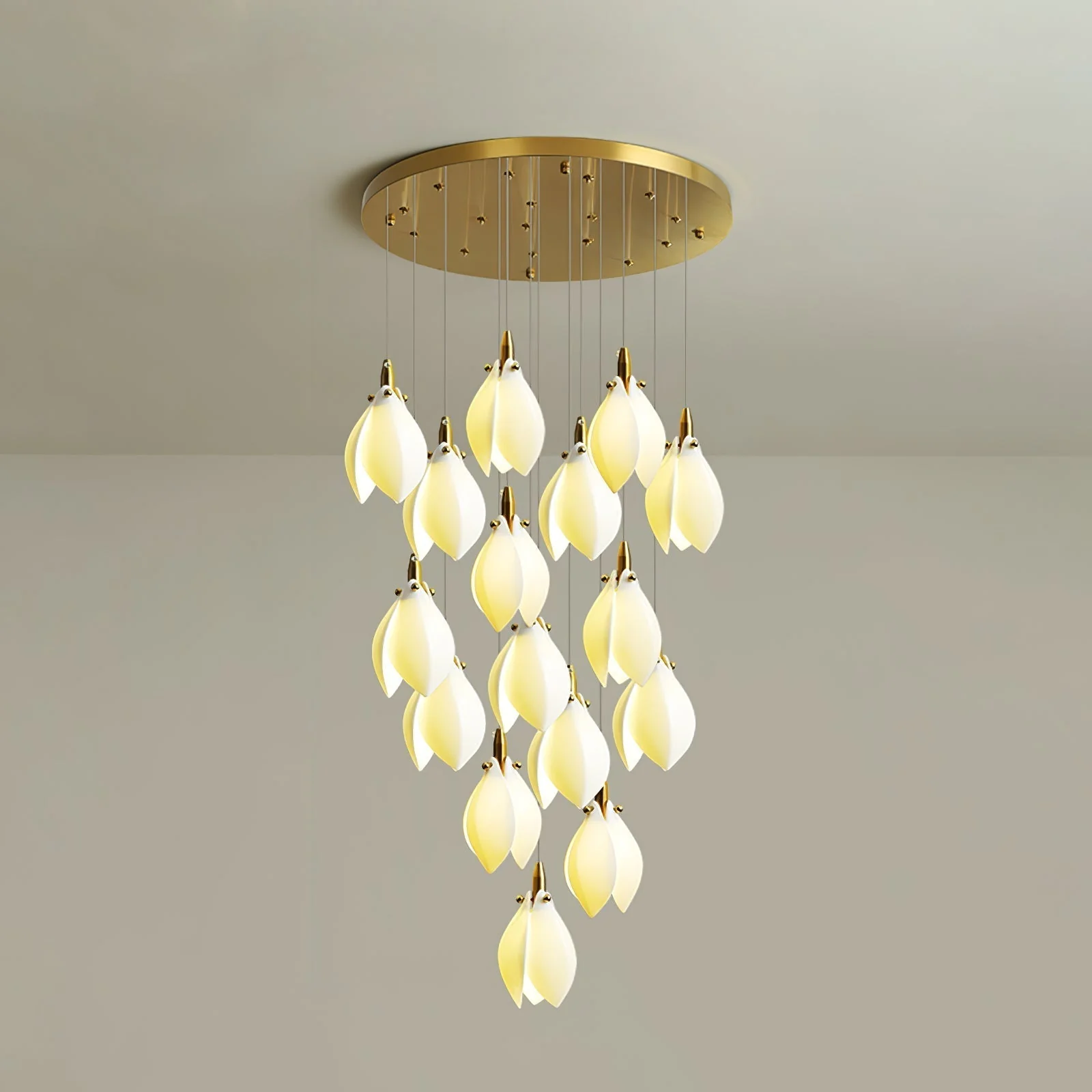 Caphayra Floral Ceramic Brass Chandelier - Image 2