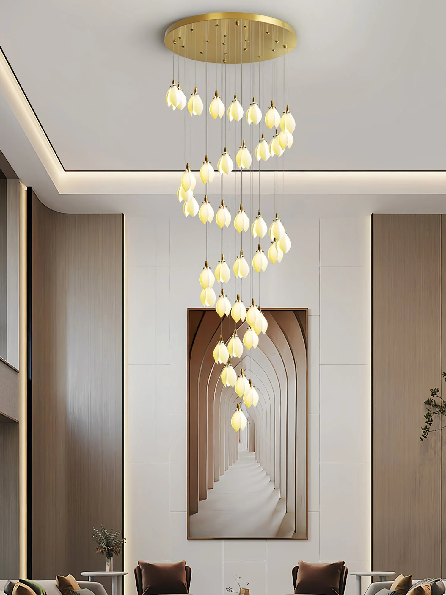 Caphayra Floral Ceramic Brass Chandelier - Image 23