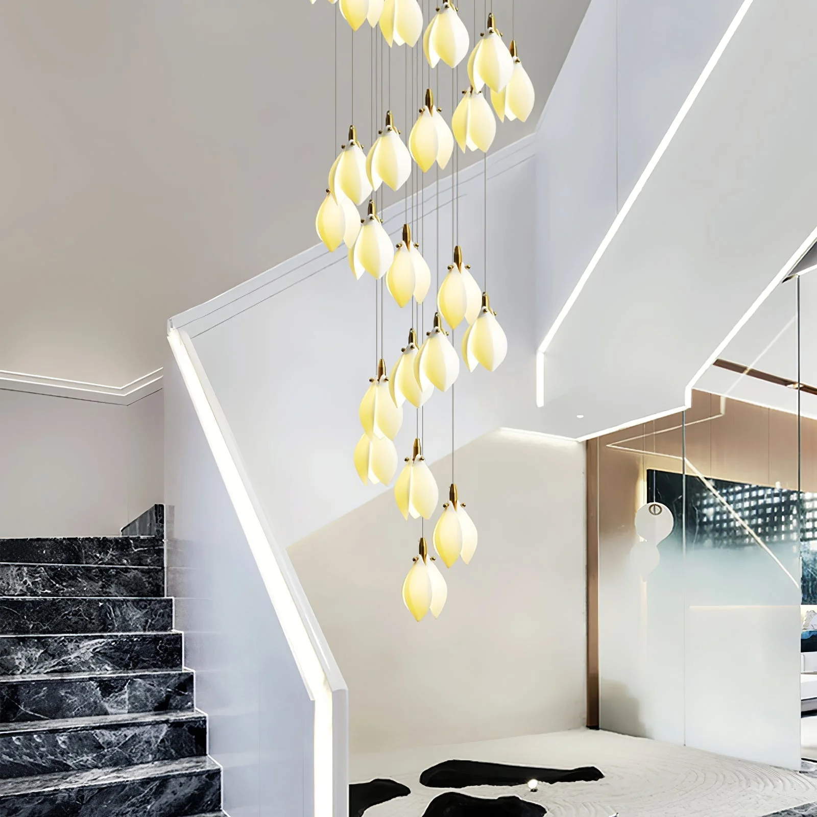 Caphayra Floral Ceramic Brass Chandelier - Image 28