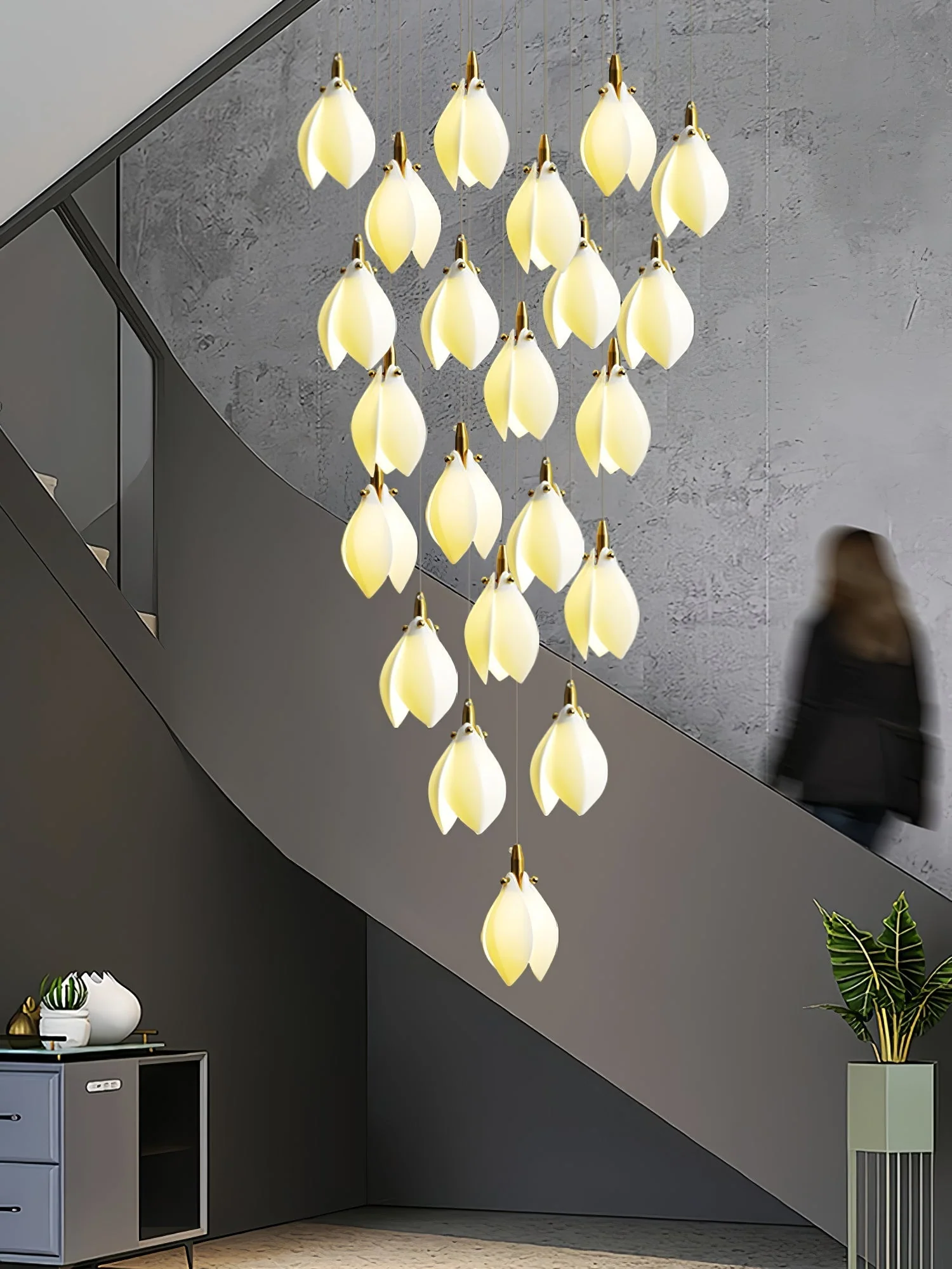 Caphayra Floral Ceramic Brass Chandelier - Image 34