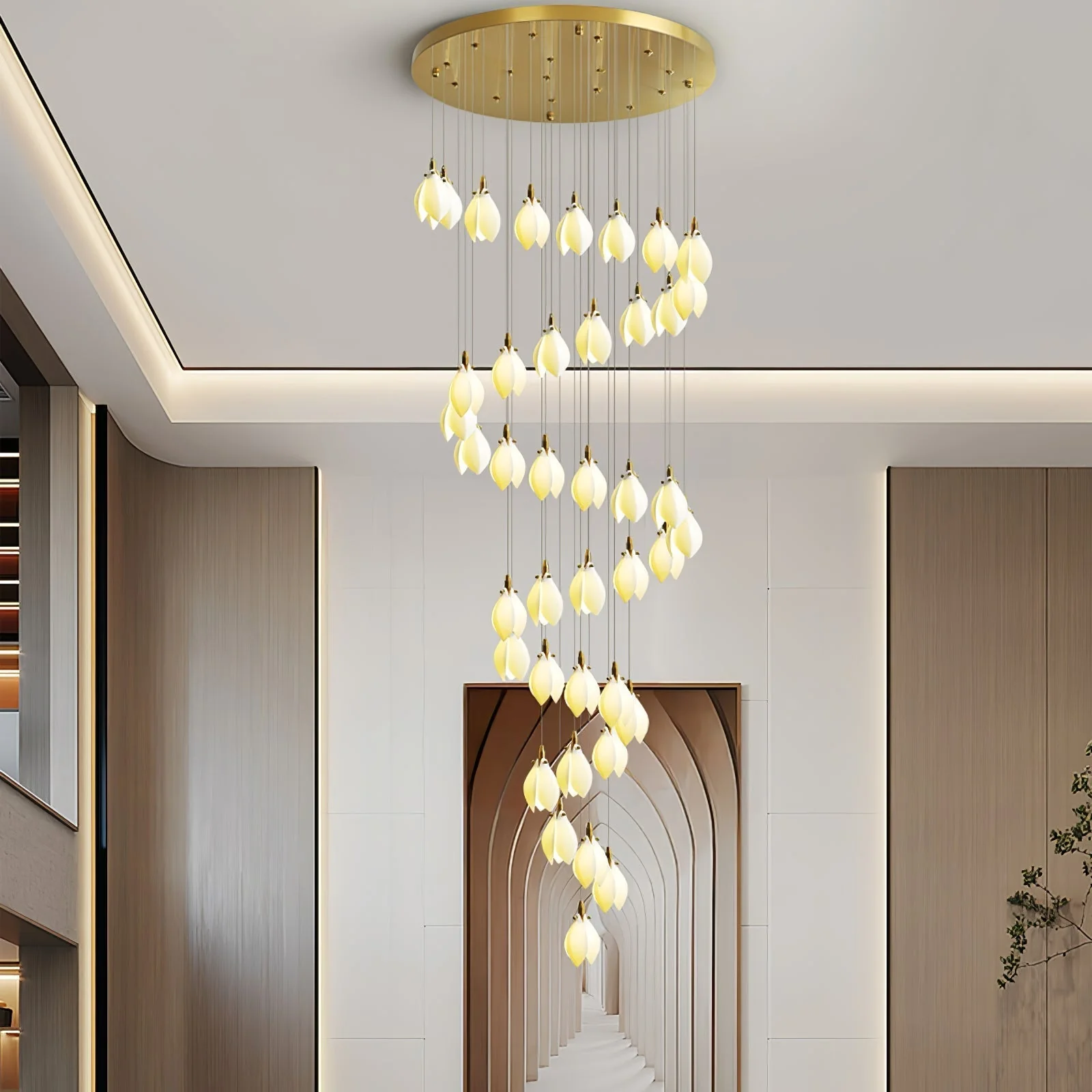 Caphayra Floral Ceramic Brass Chandelier - Image 4