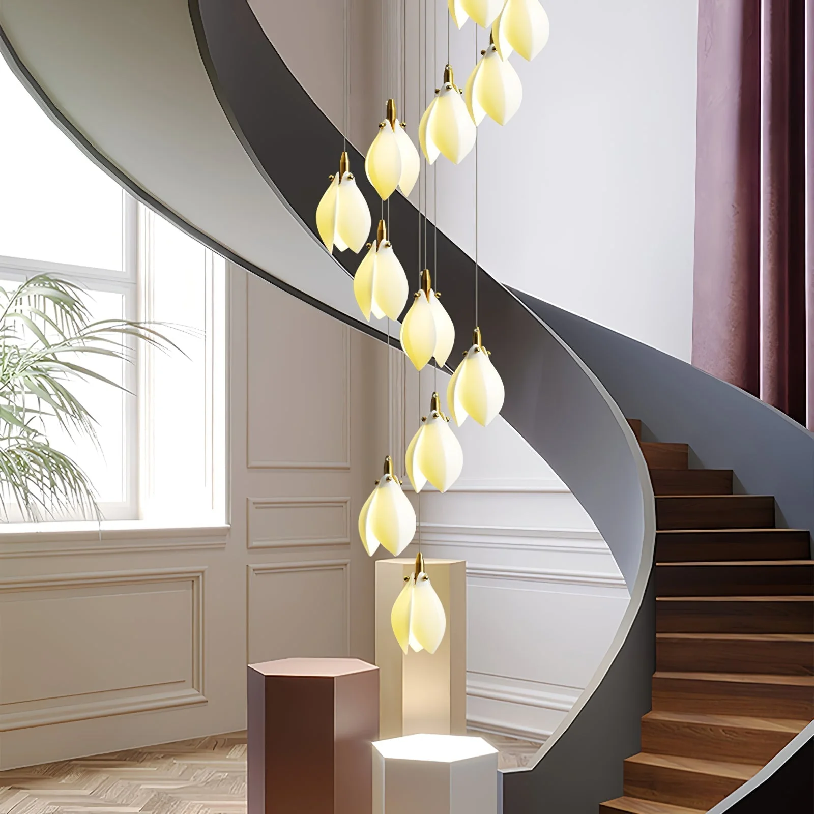 Caphayra Floral Ceramic Brass Chandelier - Image 40