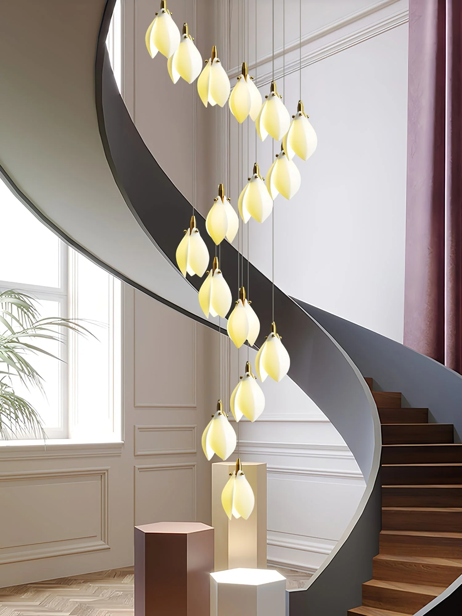 Caphayra Floral Ceramic Brass Chandelier - Image 45