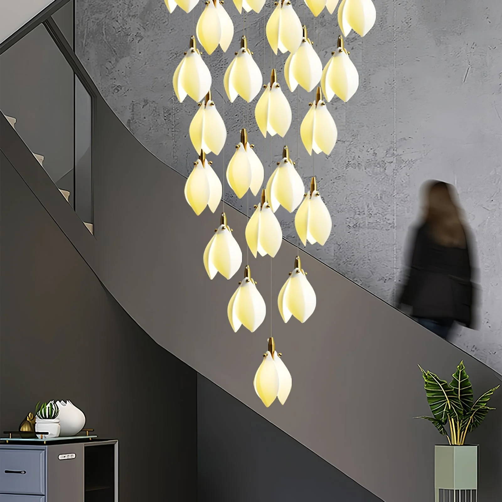 Caphayra Floral Ceramic Brass Chandelier - Image 48