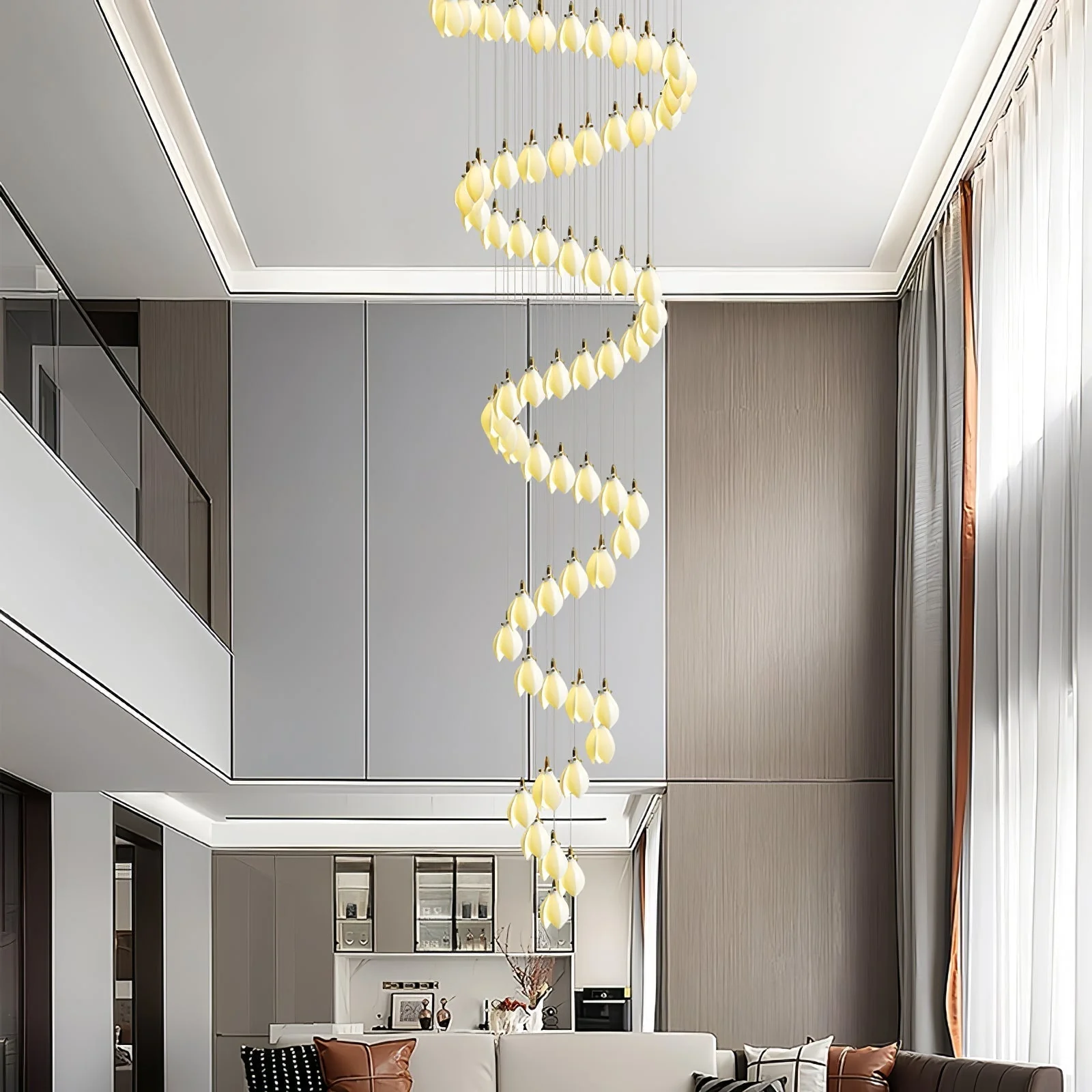Caphayra Floral Ceramic Brass Chandelier - Image 49