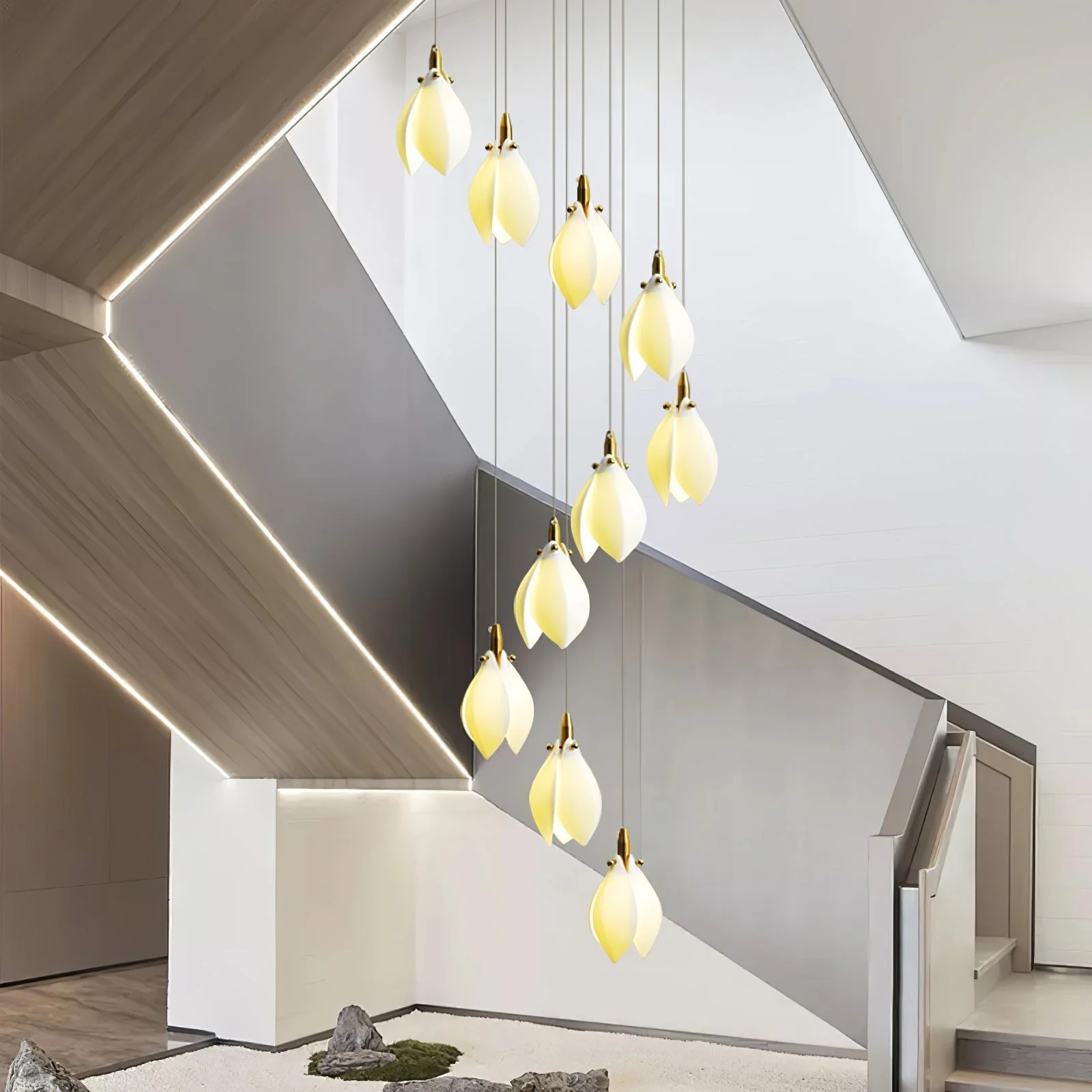 Caphayra Floral Ceramic Brass Chandelier - Image 50