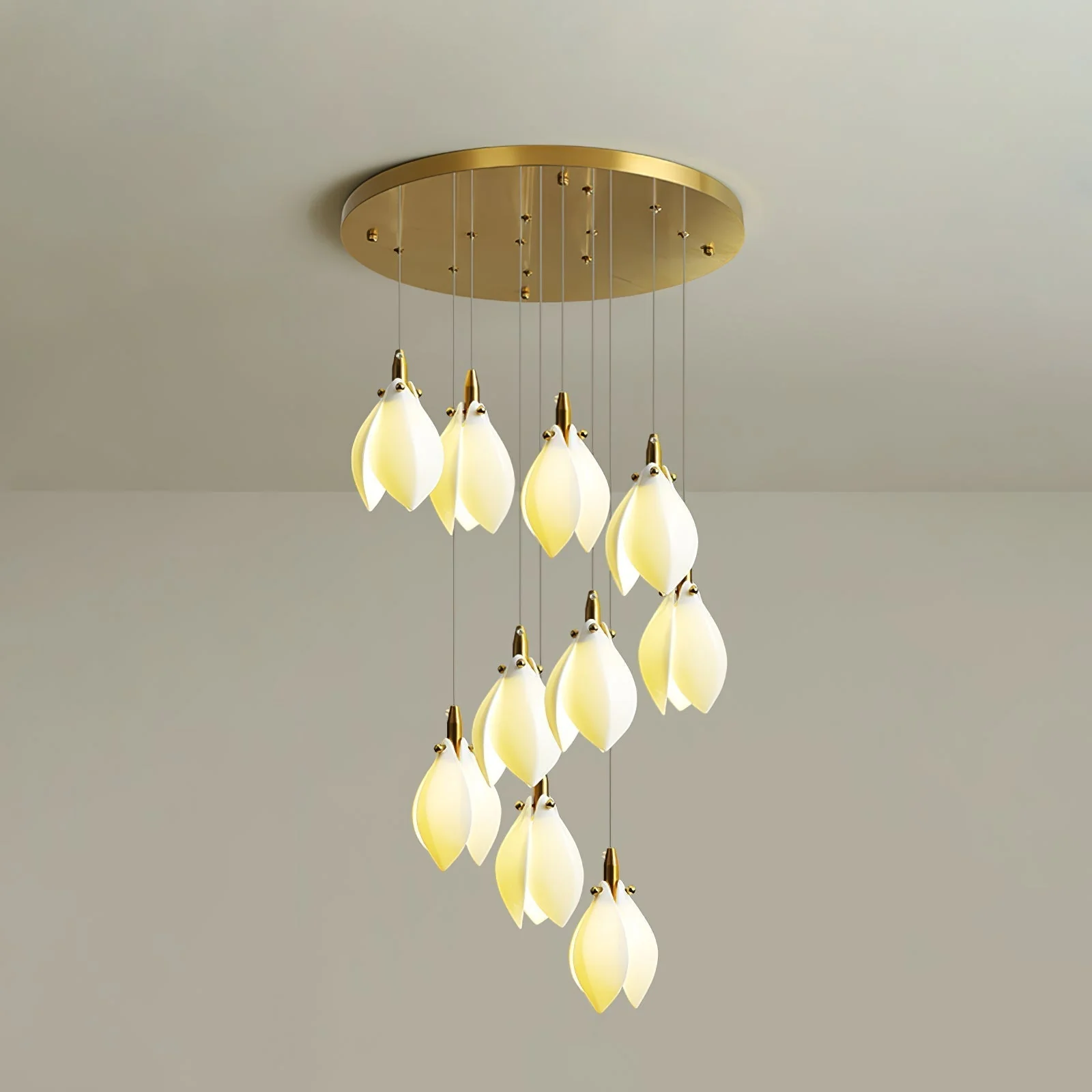 Caphayra Floral Ceramic Brass Chandelier - Image 9