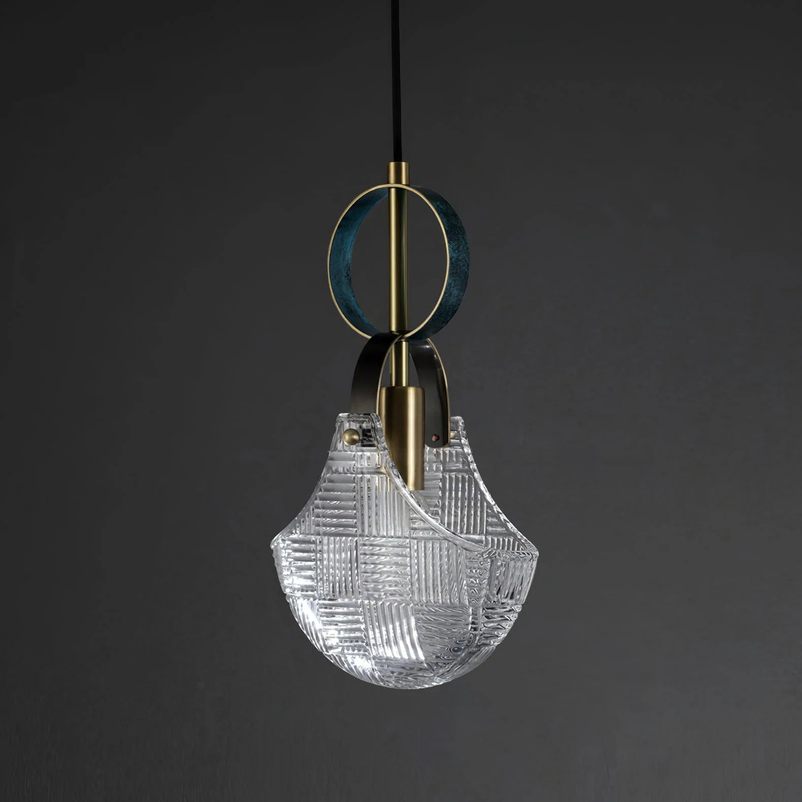 Lustra Pendant Light Glass Brass Teal - Image 7