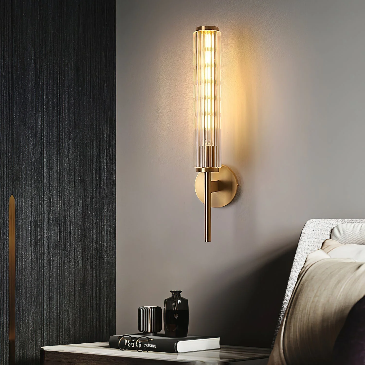 Cemaros Premium Linear Brass Glass Wall Light - Image 11