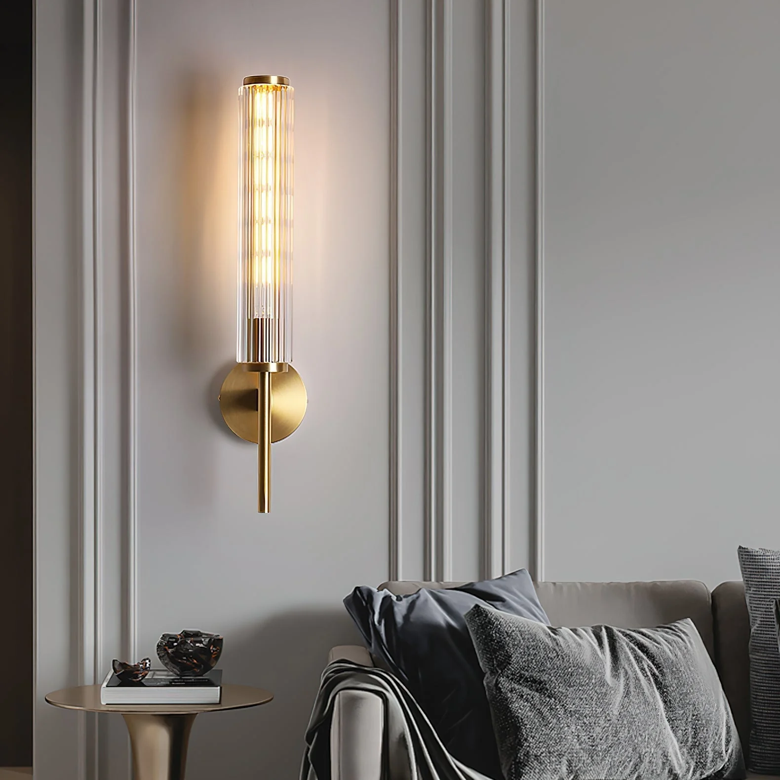 Cemaros Premium Linear Brass Glass Wall Light - Image 13