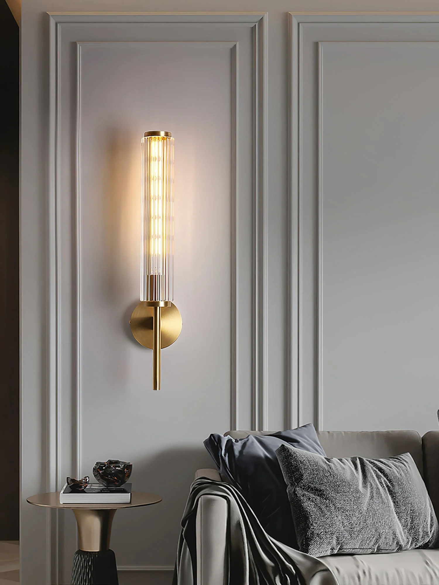 Cemaros Premium Linear Brass Glass Wall Light - Image 16