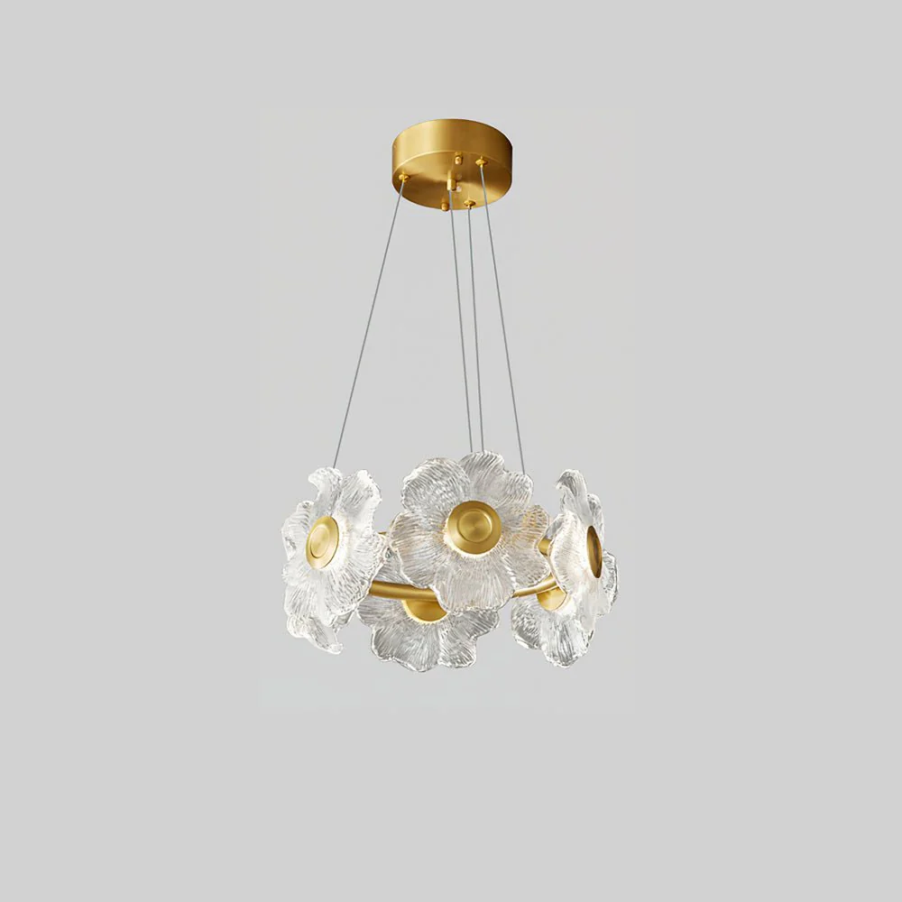 Cemirel Unique Flower Brass Glass Chandelier - Image 15