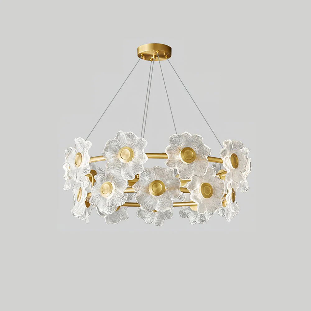Cemirel Unique Flower Brass Glass Chandelier - Image 6