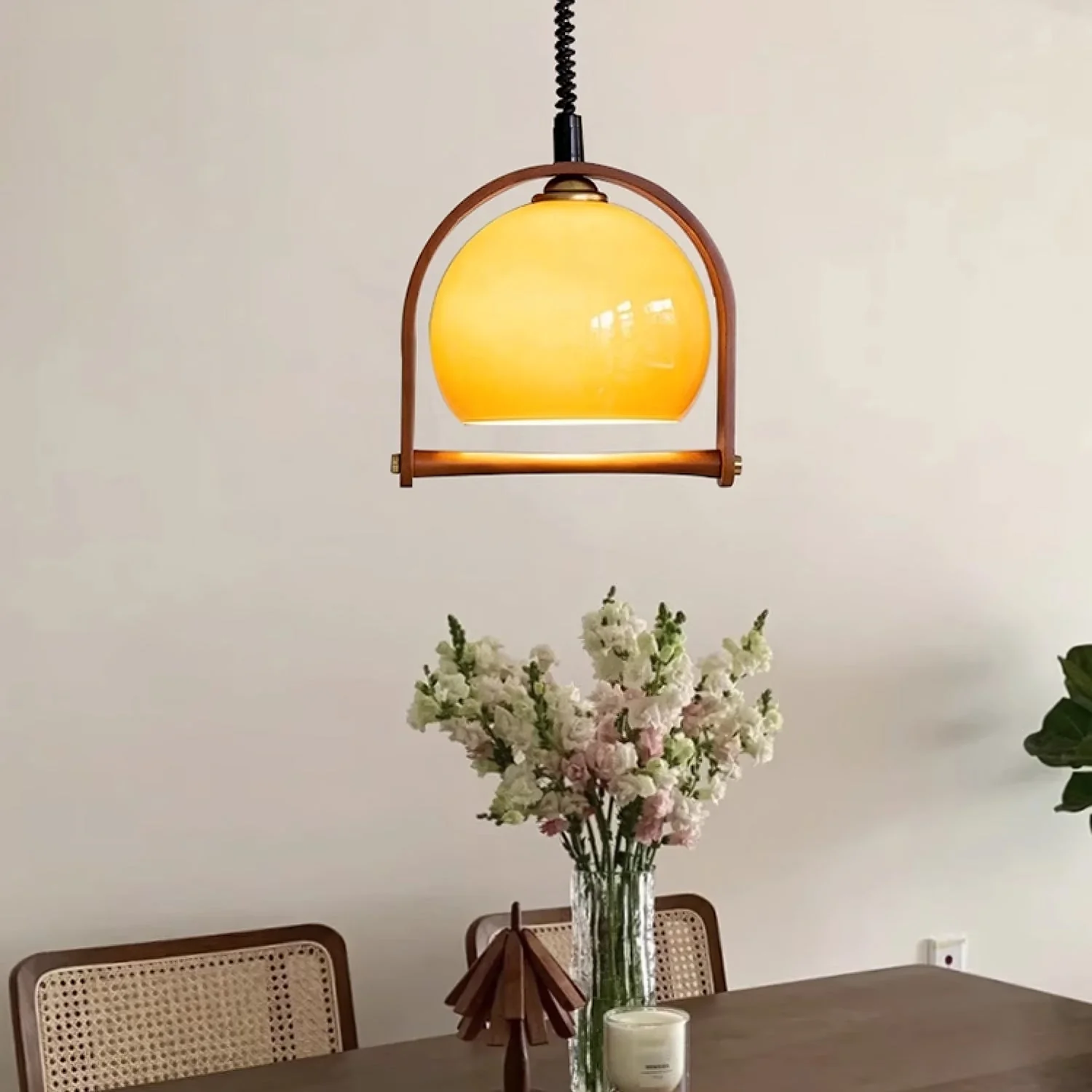 Cesilarae Premium Nordic Art Glass Wood Pendant Lamp - Image 10