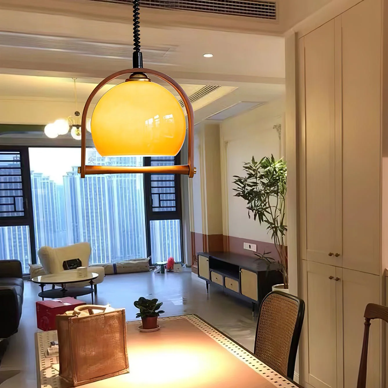 Cesilarae Premium Nordic Art Glass Wood Pendant Lamp - Image 11