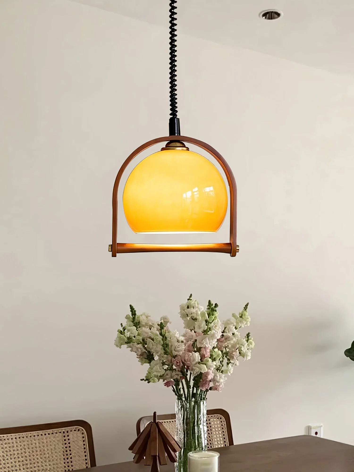 Cesilarae Premium Nordic Art Glass Wood Pendant Lamp - Image 12