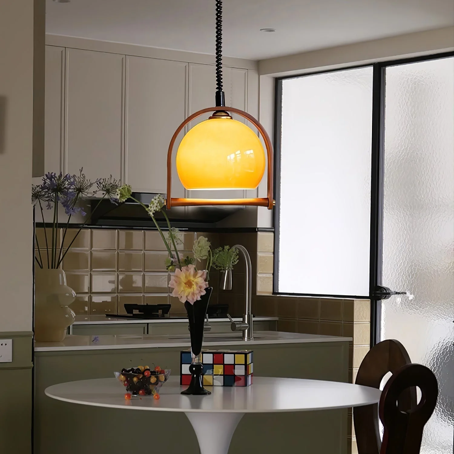 Cesilarae Premium Nordic Art Glass Wood Pendant Lamp - Image 13