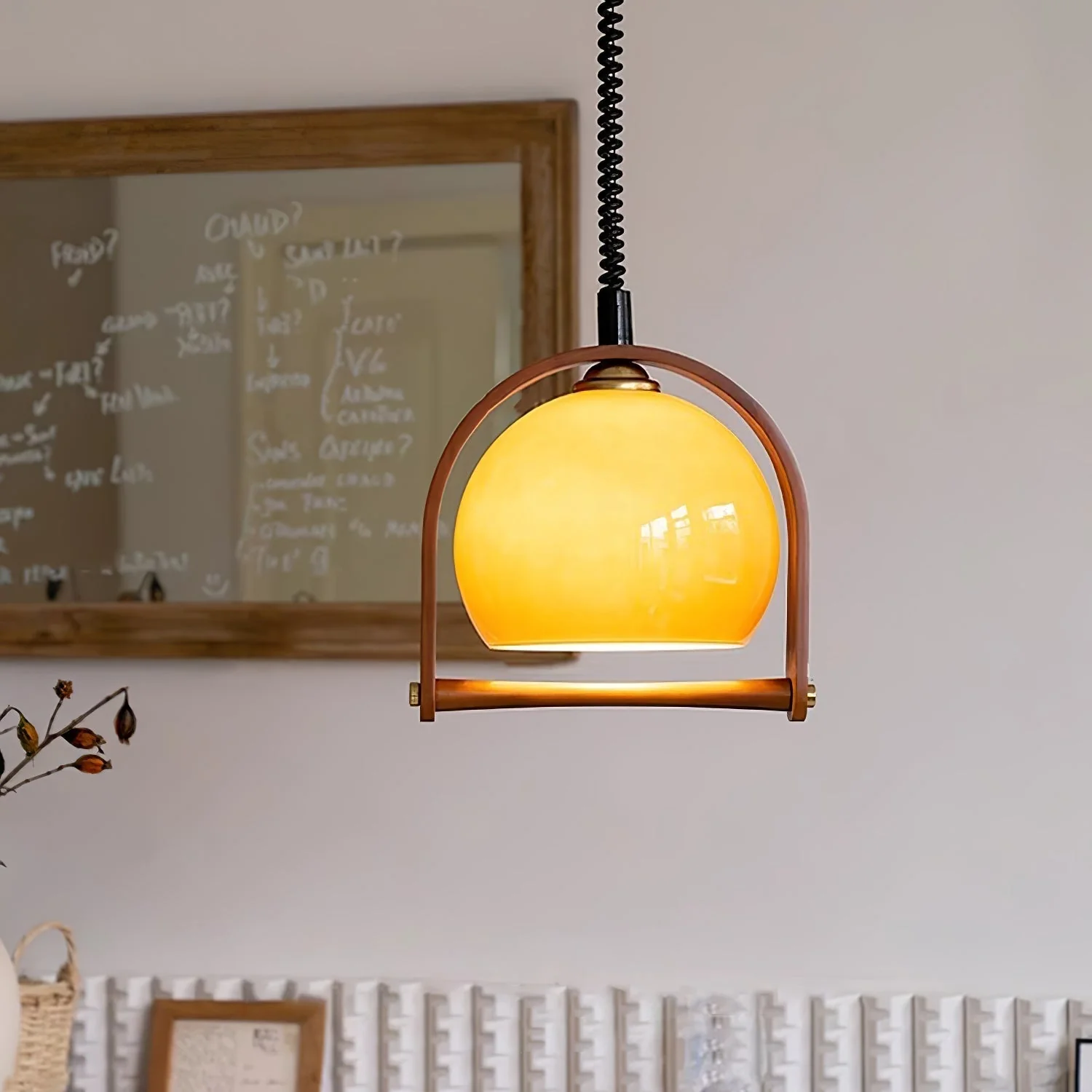 Cesilarae Premium Nordic Art Glass Wood Pendant Lamp - Image 3