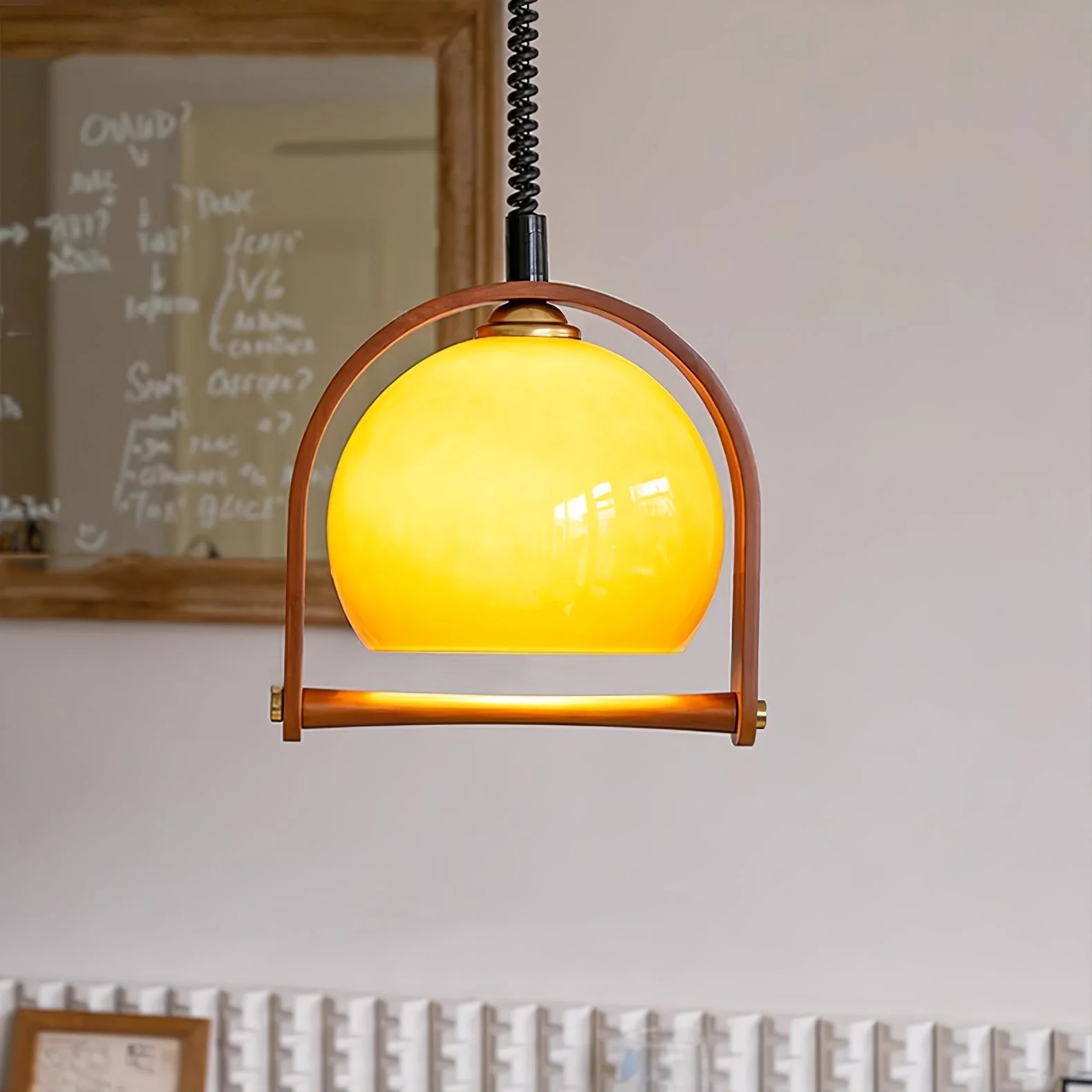 Cesilarae Premium Nordic Art Glass Wood Pendant Lamp - Image 4
