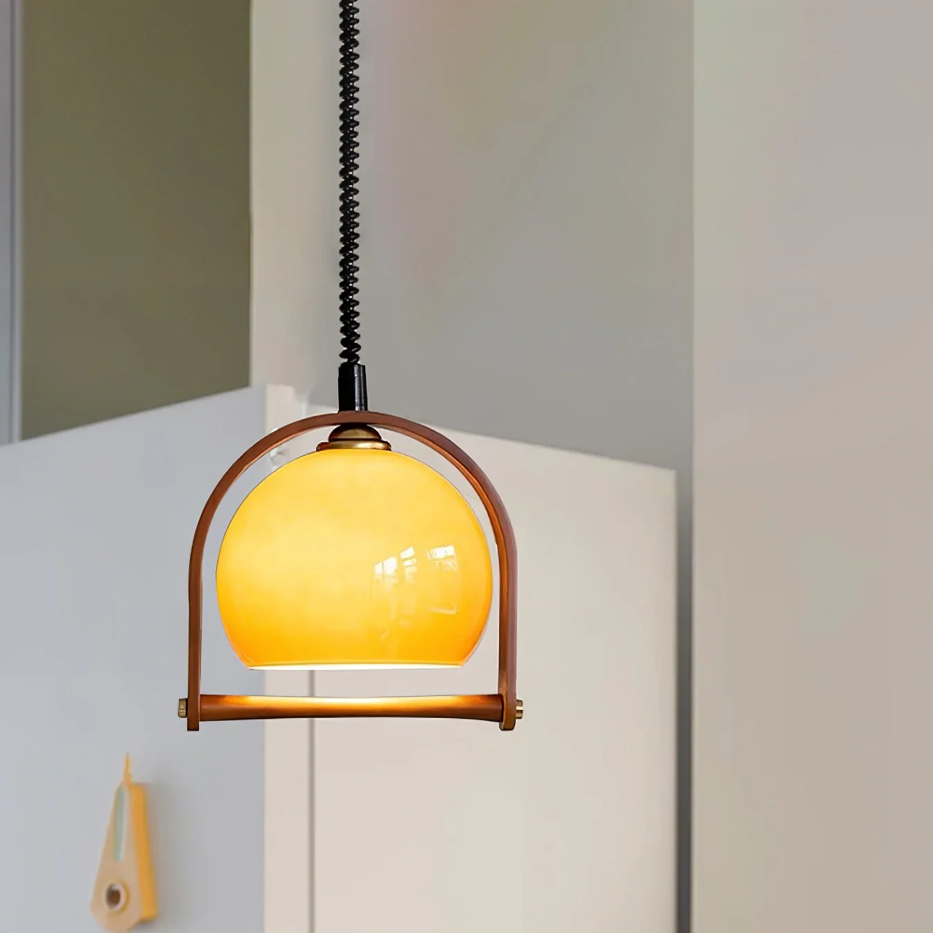 Cesilarae Premium Nordic Art Glass Wood Pendant Lamp - Image 5