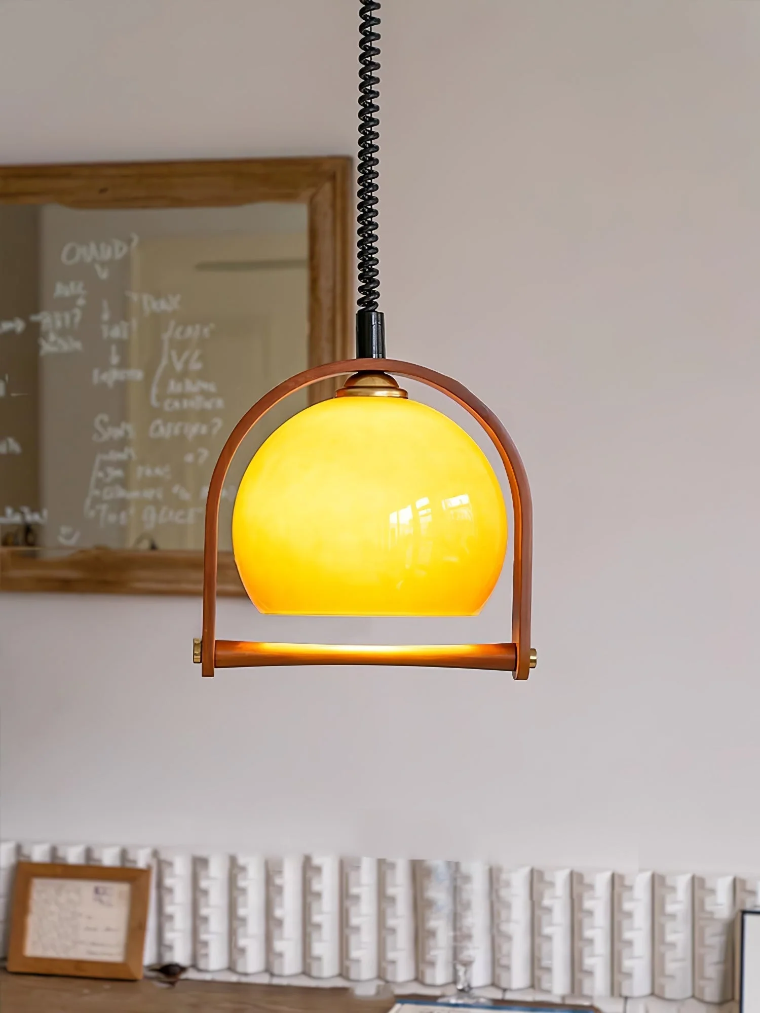 Cesilarae Premium Nordic Art Glass Wood Pendant Lamp - Image 7