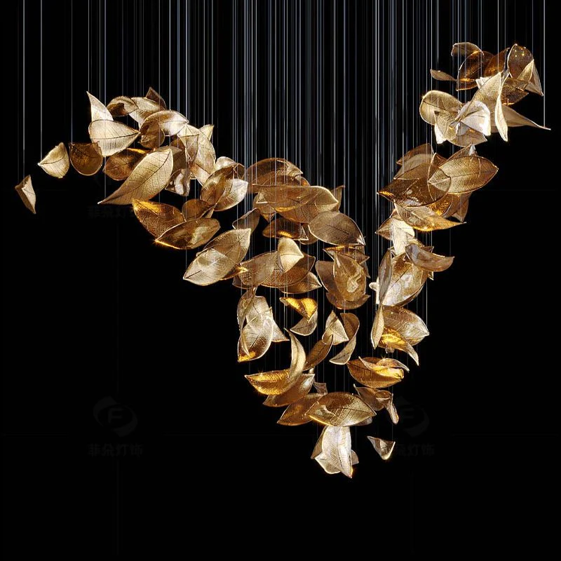 Cesilila Iridescent Leaf Pendant Light Chandelier - Image 12