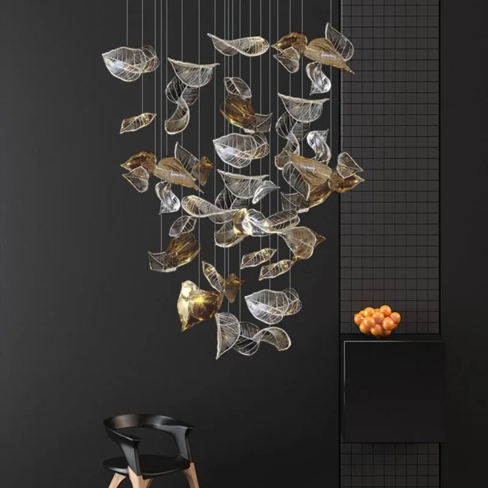 Cesilila Iridescent Leaf Pendant Light Chandelier - Image 15