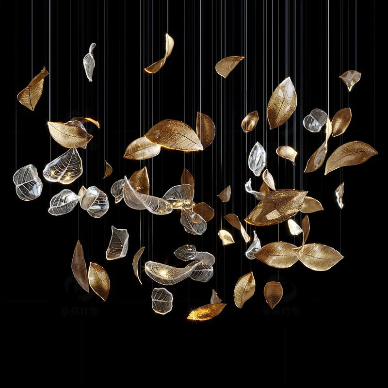 Cesilila Iridescent Leaf Pendant Light Chandelier - Image 20