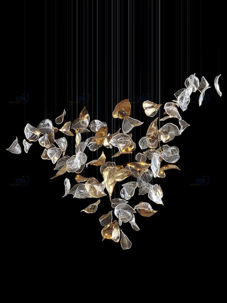 Cesilila Iridescent Leaf Pendant Light Chandelier - Image 25