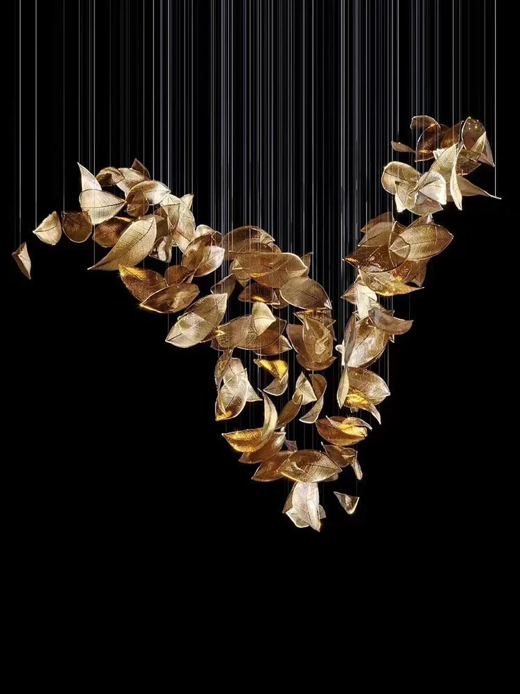 Cesilila Iridescent Leaf Pendant Light Chandelier - Image 27