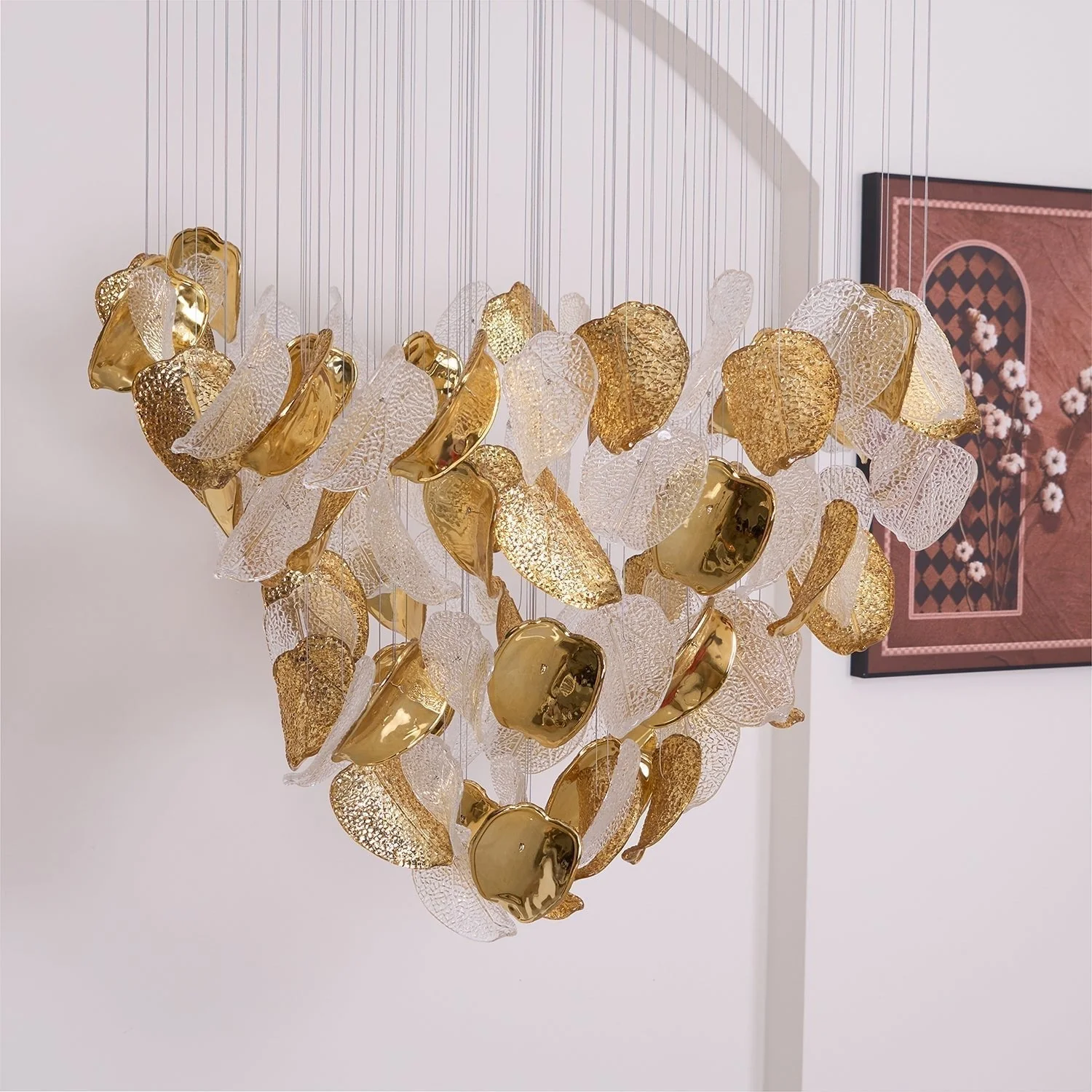 Cesilila Iridescent Leaf Pendant Light Chandelier - Image 5