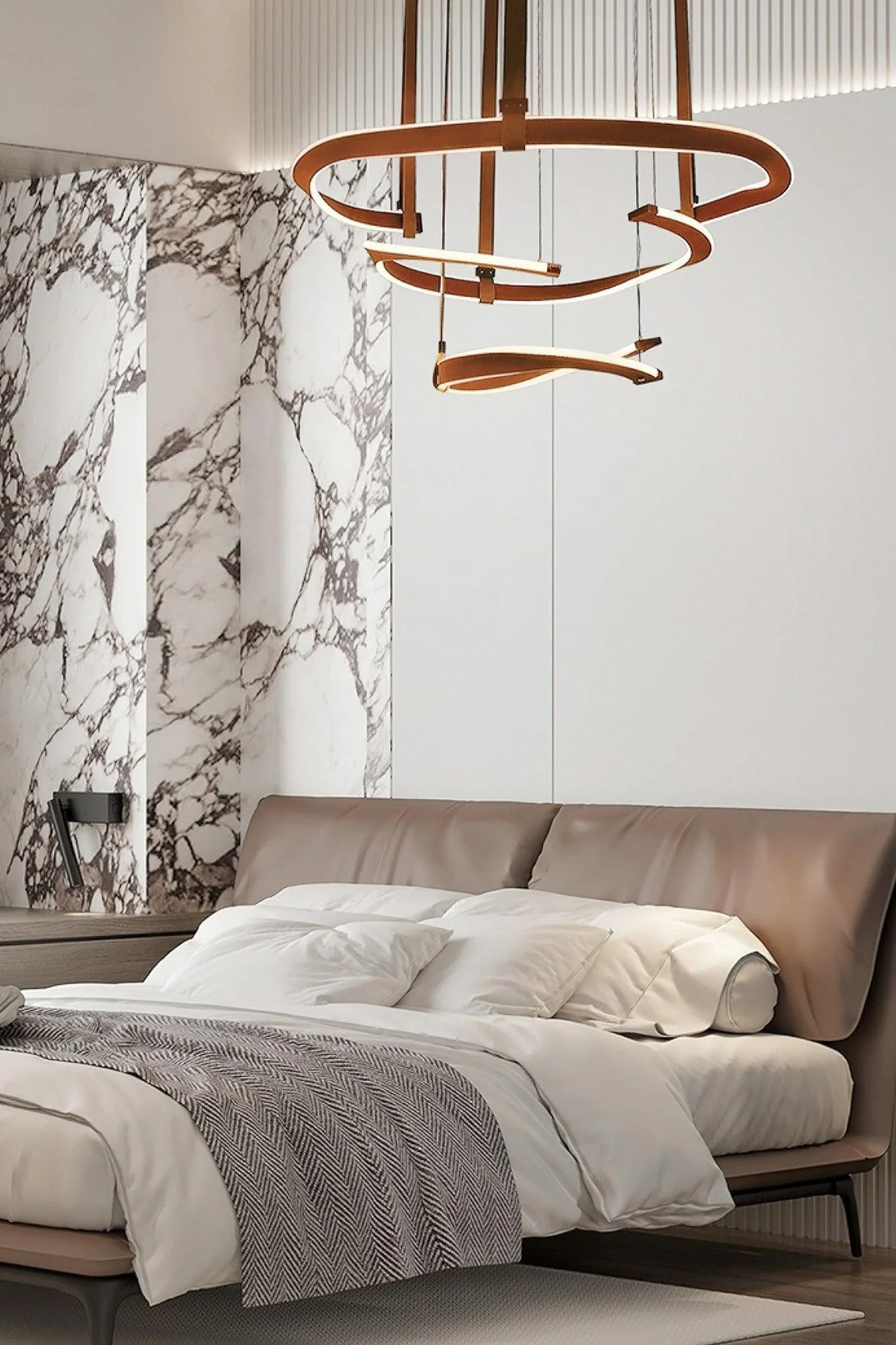 Cesorora Curved Artificial Leather Chandelier - Image 2